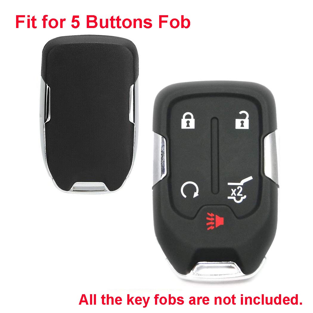 LemSa 2-Pack Black Silicone Key Fob Cover Case Protector for GMC Acadia Terrain Yukon & Chevrolet Suburban Tahoe (Fits HYQ1AA 13584502 1551A-AA) - Durable Anti-Scratch Protection for Car Keys (Perfect for Daily Use & Keychain Organization)