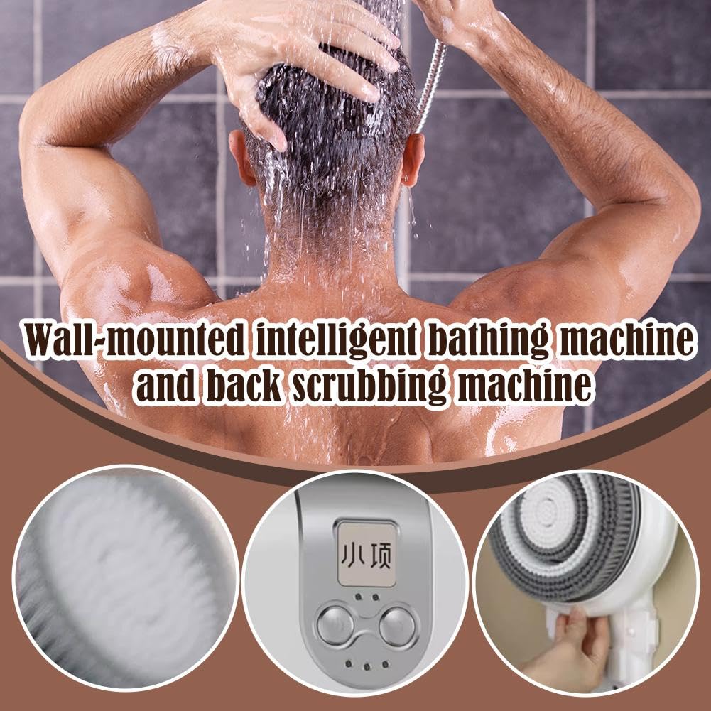 Electric Back Scrubber for Shower - 360° Automatic Wall Mounted Exfoliating Bath Brush with Deep Cleansing Pad | Perfect for Elderly, Disabled & Hard-to-Reach Back Areas