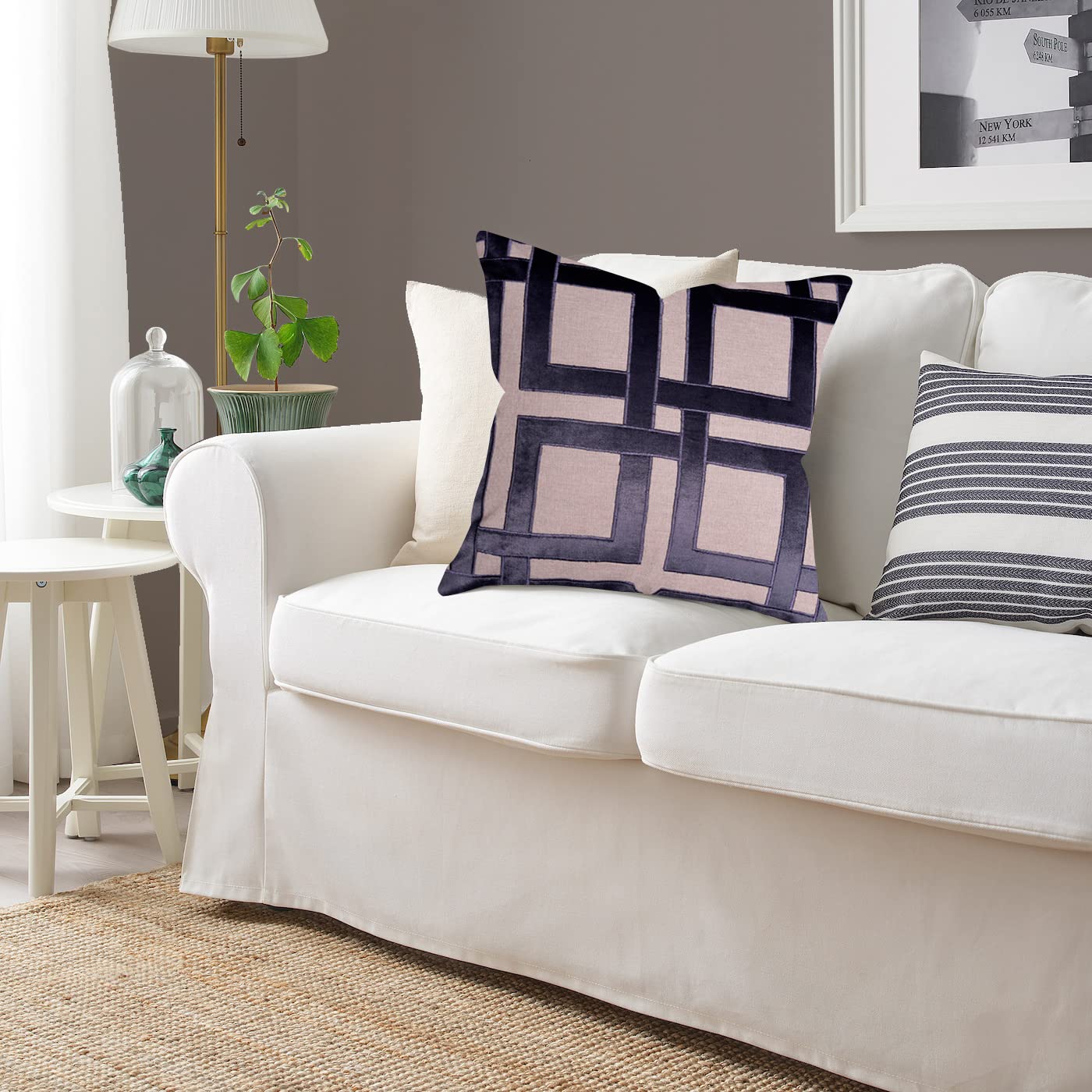 Decozen Embroidered Zipper Pillow Covers 20x20 Inches - 4 Piece Beige Brown Throw Pillow Cases for Sofa, Couch, Bed & Home Decor - Perfect for Living Room, Bedroom & Office Styling