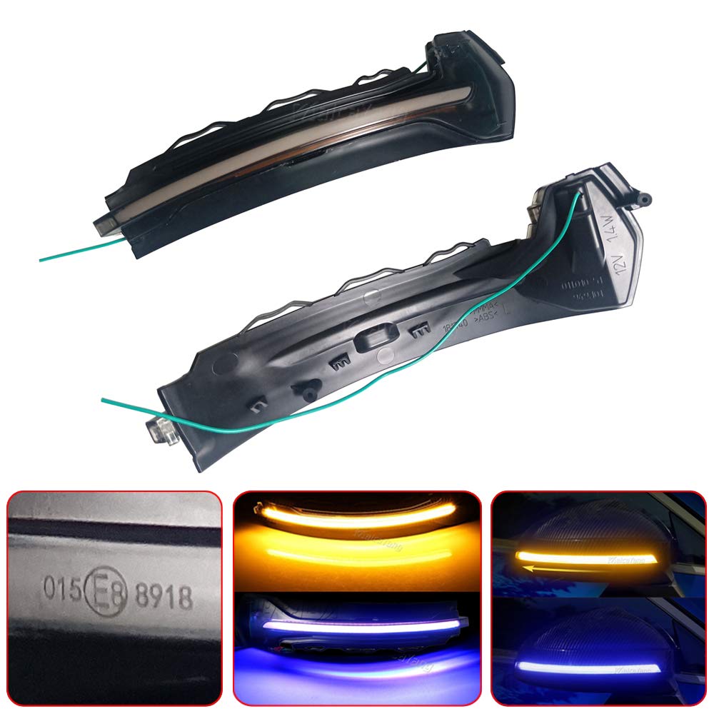 Audi A3 8V S3 RS3 2013-2019 Dynamic LED Side Mirror Turn Signal Lamp - Yellow Blue Blinker Light for Enhanced Safety & Style | Perfect for Night Driving & Custom Car Upgrades