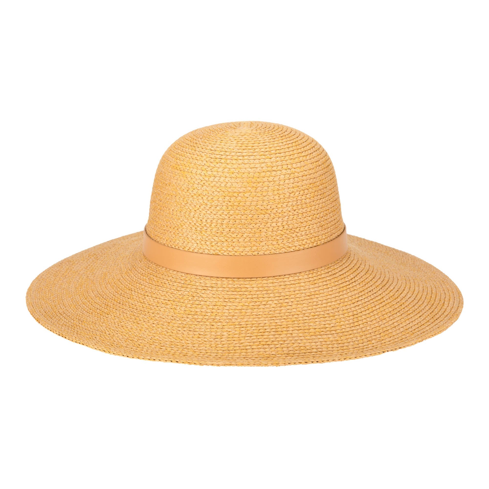 Women's Paper Braid Round Crown Sun Hat - UPF 50+ Wide Brim Beach Hat for Sun Protection, Summer Outdoor, Travel & Vacations