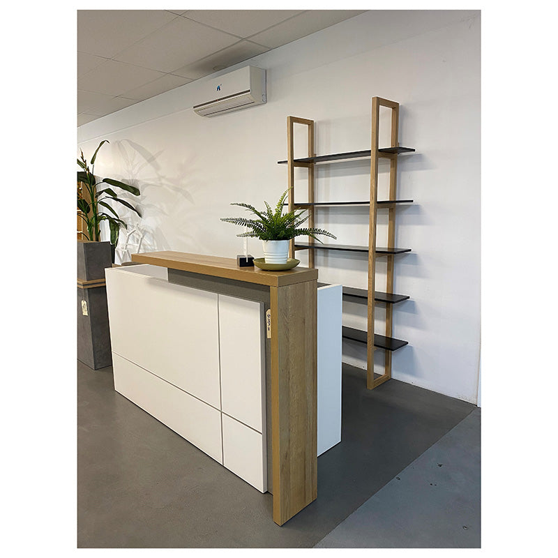 MAREN 110cm Display Unit - Natural & Black Wooden Shelf for Living Room, Bedroom, or Office Storage & Organization