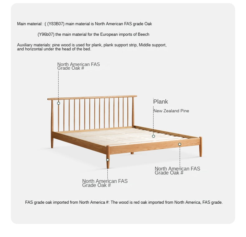 Solid Oak & Beech Wood Windsor Bed - Handcrafted Classic Wooden Bed Frame for Bedroom - Perfect for Master Bedroom, Guest Room & Cozy Farmhouse Style