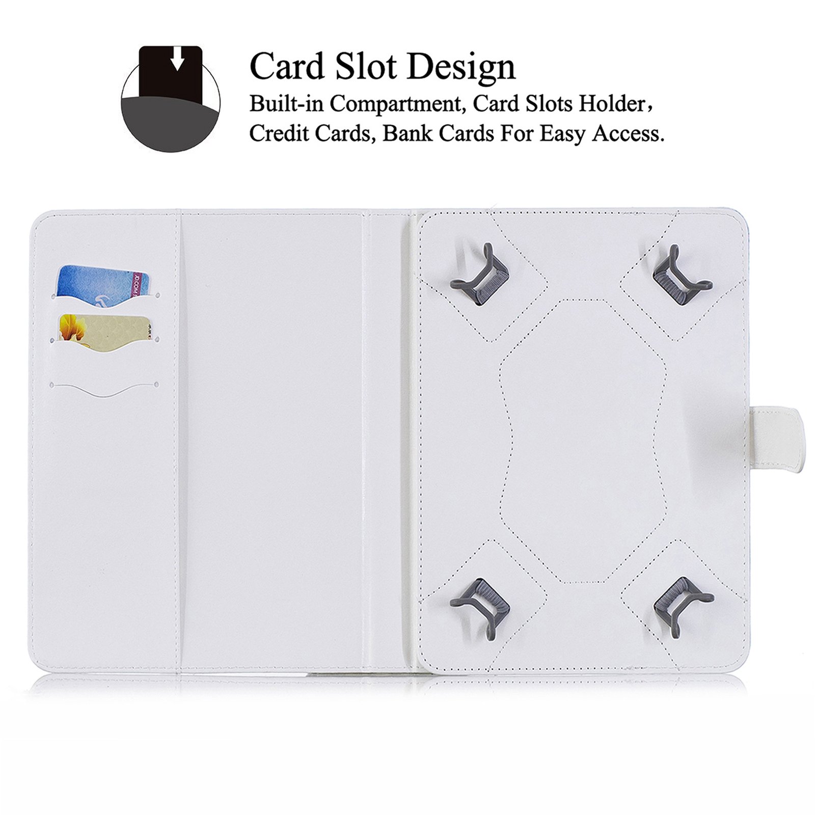 Premium 8.0 Inch Tablet Case with Adjustable Stand & Card Slots - Universal Fit for Samsung Galaxy Tab 8.0/8.4/8.7, iPad Mini 7.9/8.3, Kindle Fire HD8/HD8 Plus & Android Tablets - Perfect for Work, Travel & Home Use by Windbell