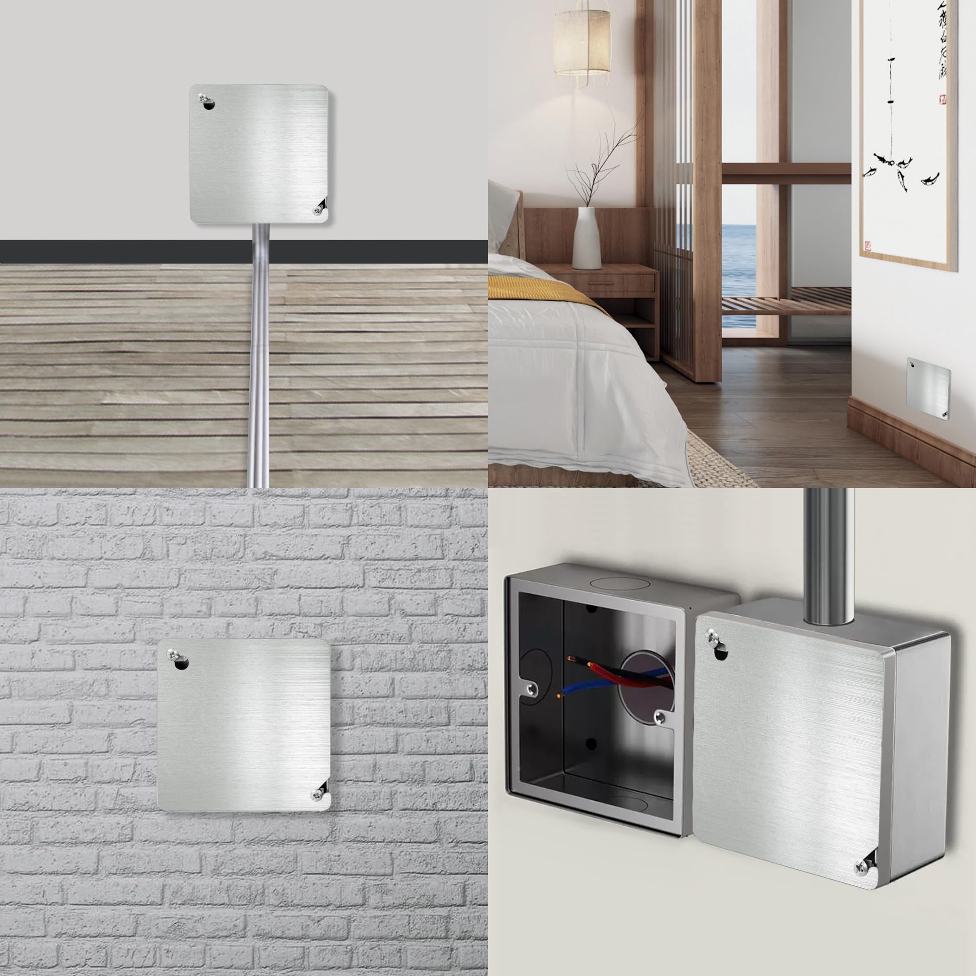4 Inch Square Metal Electrical Box Cover Plate - Junction Box Covers, Flat Blank Electric Box Cover (4 Pack) - Ideal for Home Wiring, Electrical Repairs & DIY Projects