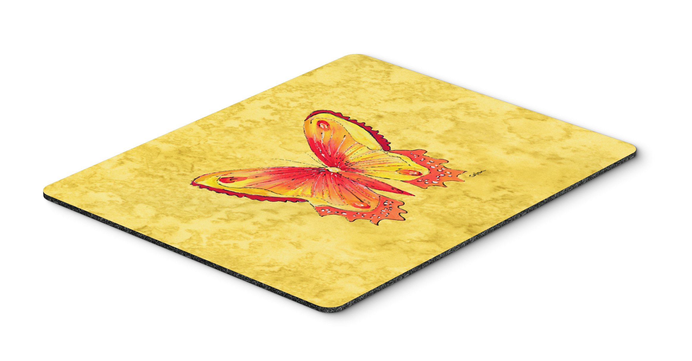 Butterfly on Yellow Mouse Pad - Large Washable Non-Slip Desk Mat for Home Office, Gaming & Computer Work | Hot Pad & Trivet for Kitchen Use | Caroline's Treasures 8857MP