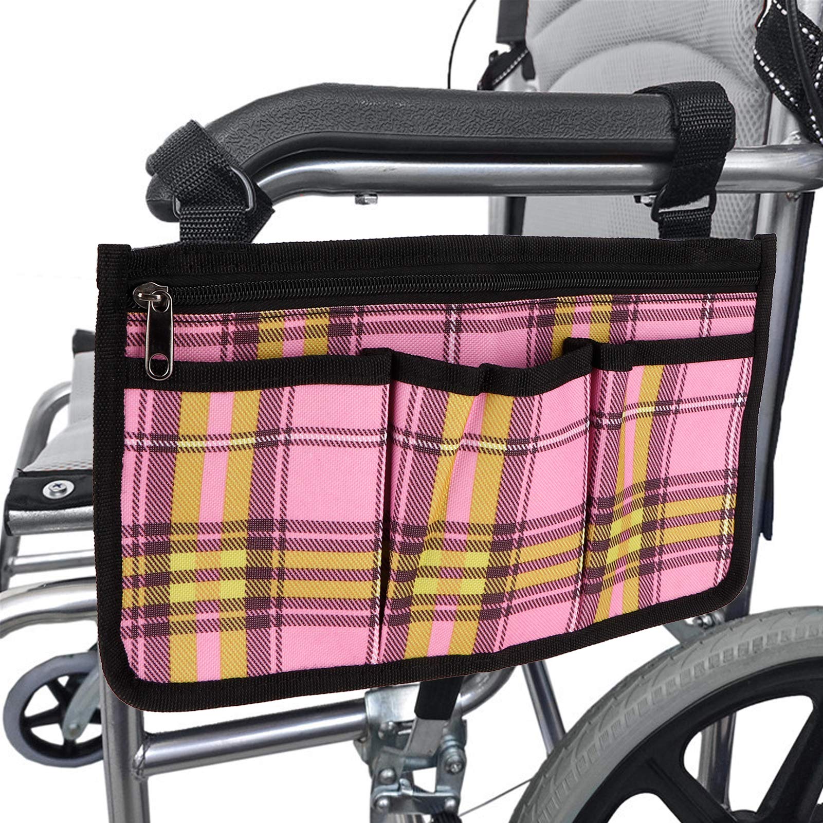 Eco-Friendly Wheelchair Side Bag - Organizer for Wallet & Snacks (Rose Red) - Walker & Scooter Accessories