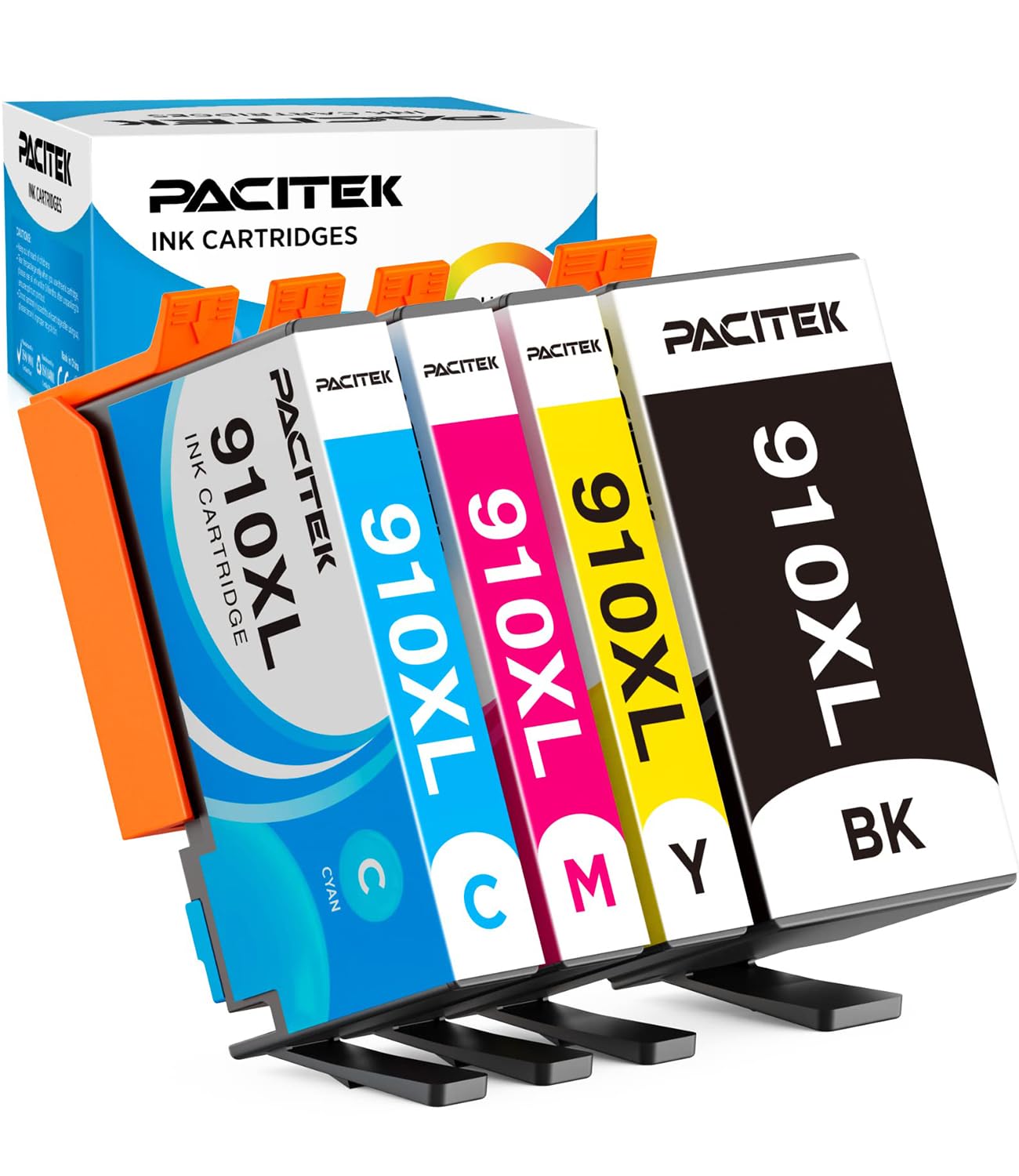PACITEK 910XL Ink Cartridges Combo Pack - 4 Packs, Compatible with HP 910XL/HP OfficeJet Pro 8025e/8020/8035e/8035/8028/8022/8015/8018 Printers - High Yield Replacement Ink for Home & Office Printing, Documents, Photos, Reports