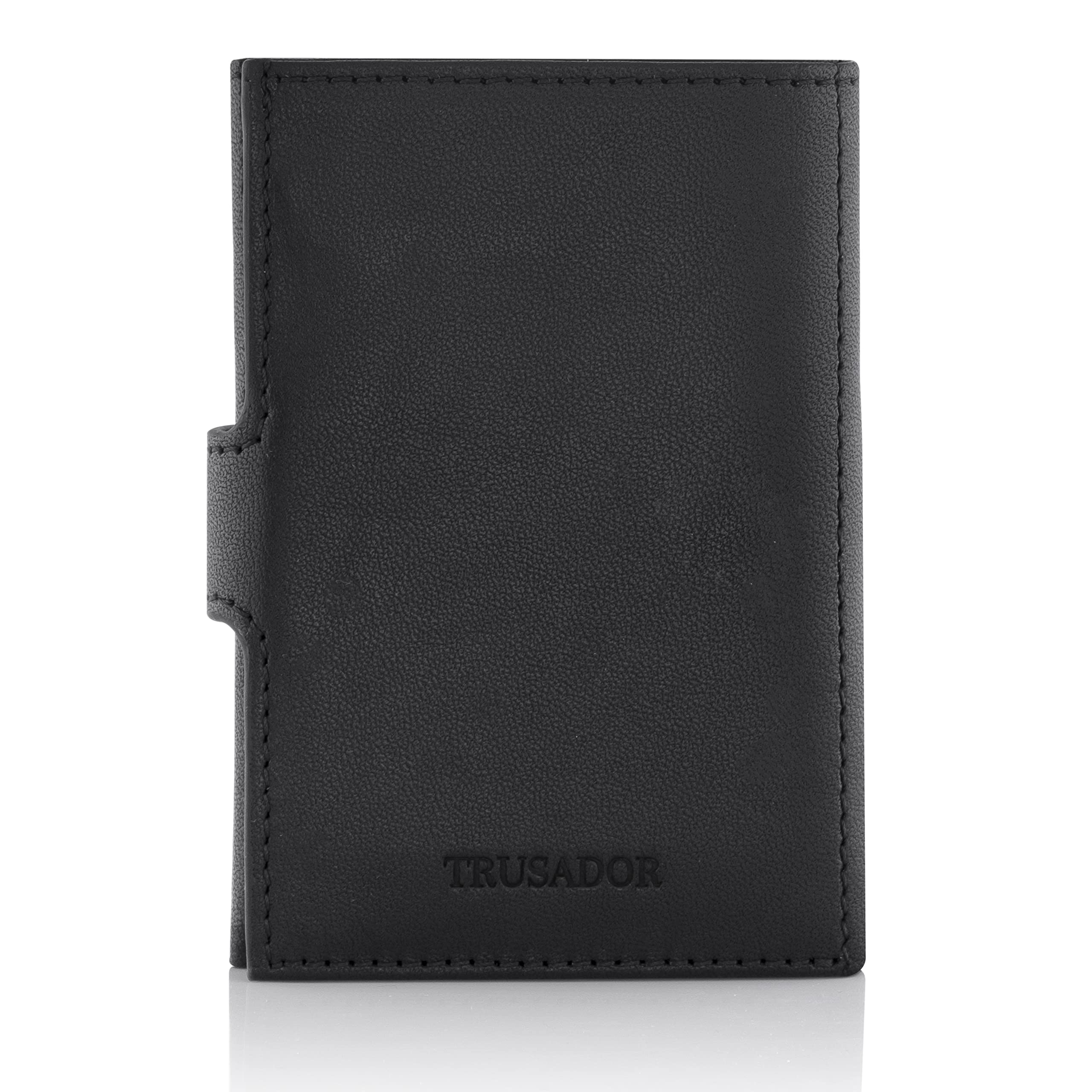 TRUSADOR Venice RFID Blocking Leather Trifold Wallet for Men & Women - Slim Front Pocket Wallet with Card Holder (Black) | Perfect for Travel, Business & Everyday Use