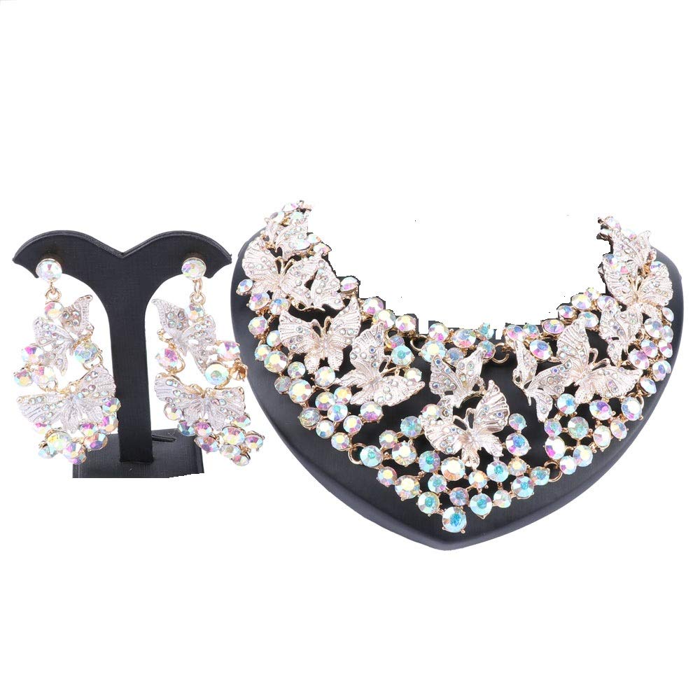 Elegant Austrian Crystal Statement Necklace & Earrings Set for Women - Wedding Jewelry Gift Set with Premium Gift Box - Perfect for Bridal, Prom, Anniversary & Special Occasions