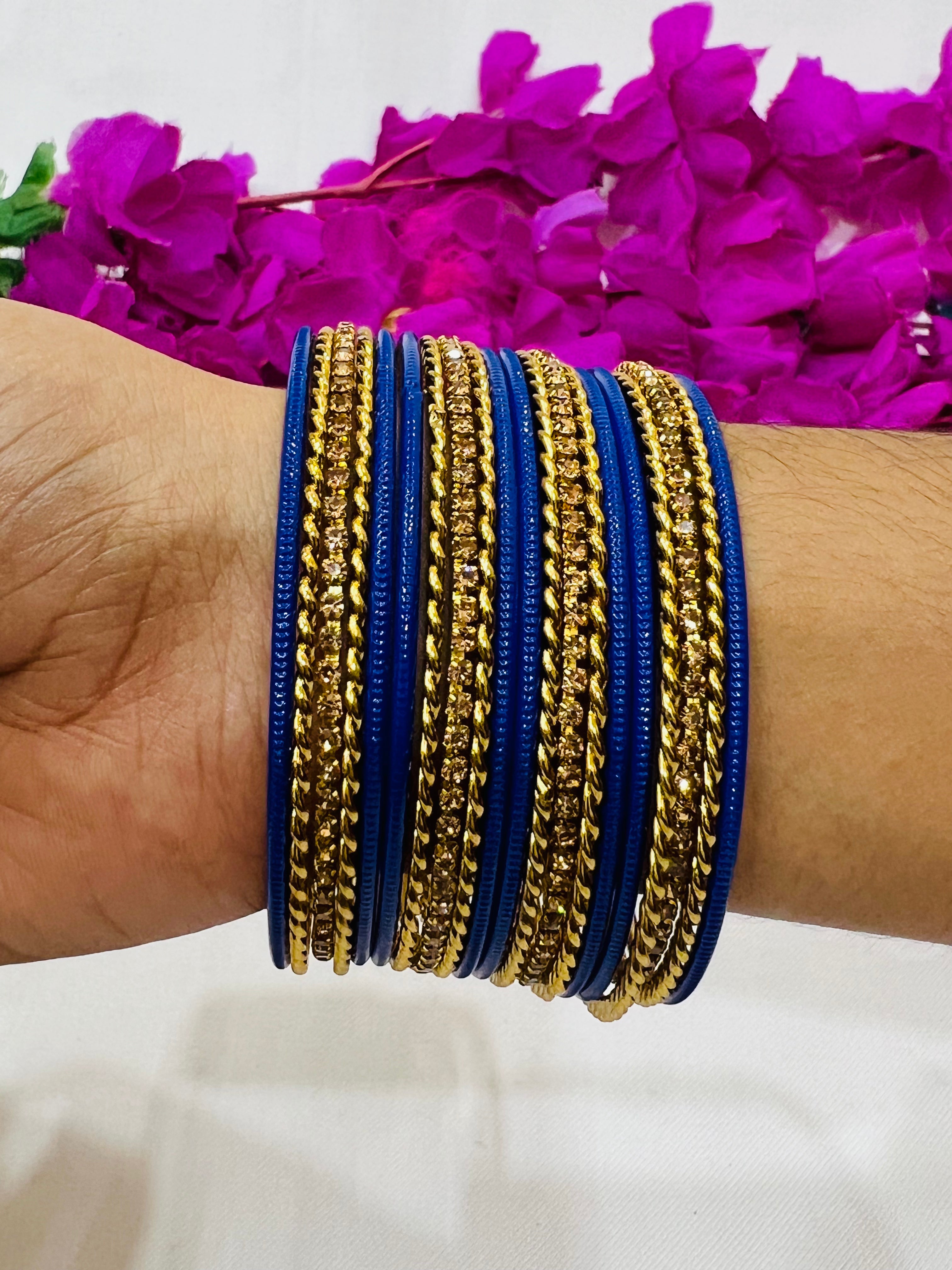 Enchanting Blue Smooth Finish Metal Bangles for Women - Elegant Jewelry for Parties, Weddings & Everyday Wear