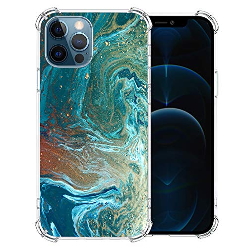 Slim Marble Shockproof TPU Case for iPhone 12 Pro - Soft Rubber Bumper Clear Silicone Cover with Fashion Design | Anti-Collision Protection for Women & Girls | Perfect for Work, Travel & Everyday Use