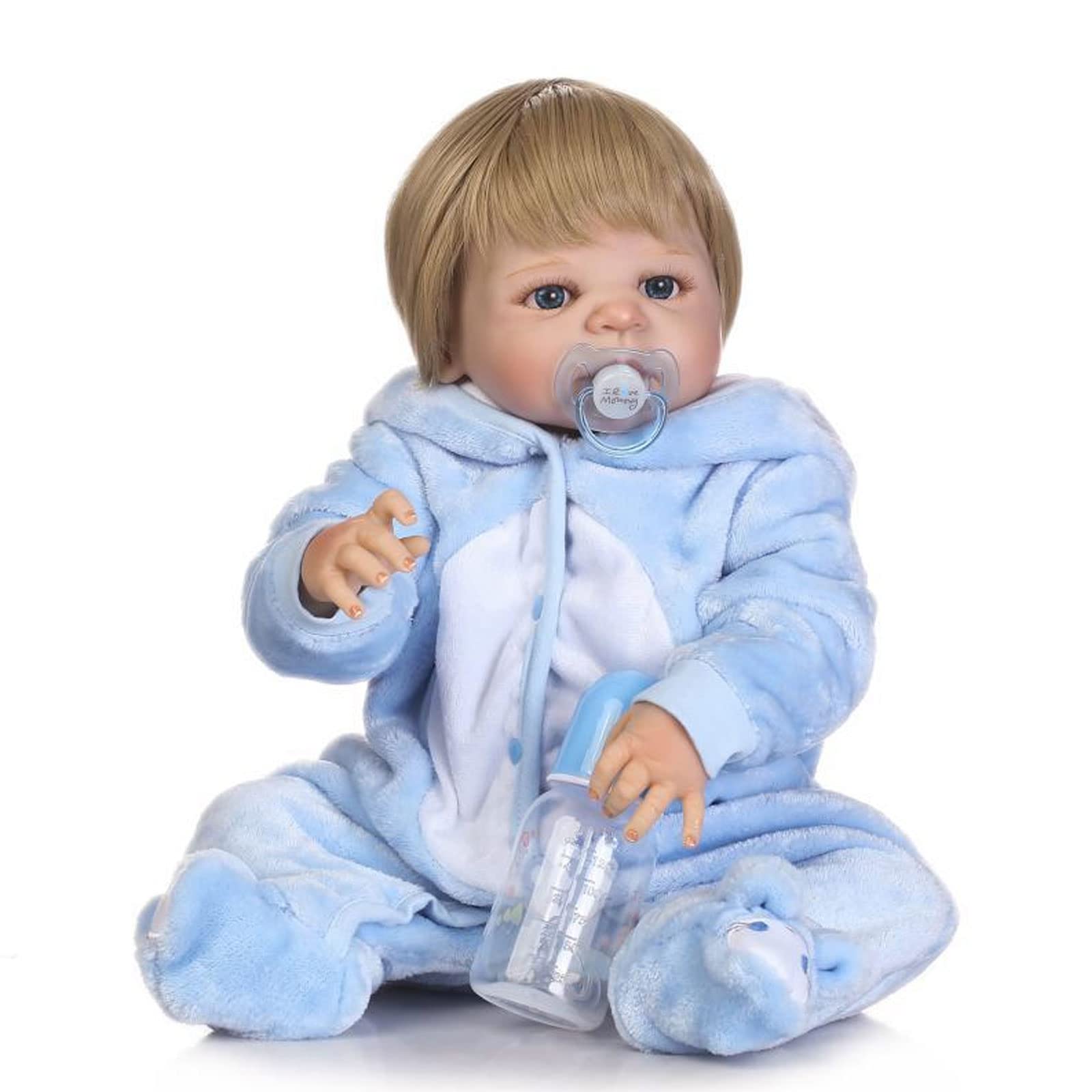 LBYLYH Realistic 23 Inch Silicone Reborn Baby Doll - Anatomically Correct Newborn Boy with Open Eyes | Perfect for Collectors, Gift Giving & Photography Props