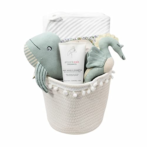 Whale Themed Organic Baby Gift Set - Eco-Friendly Bath Essentials & Ocean Toys for Newborns - Perfect for Showers, Birthdays & Nursery Decor