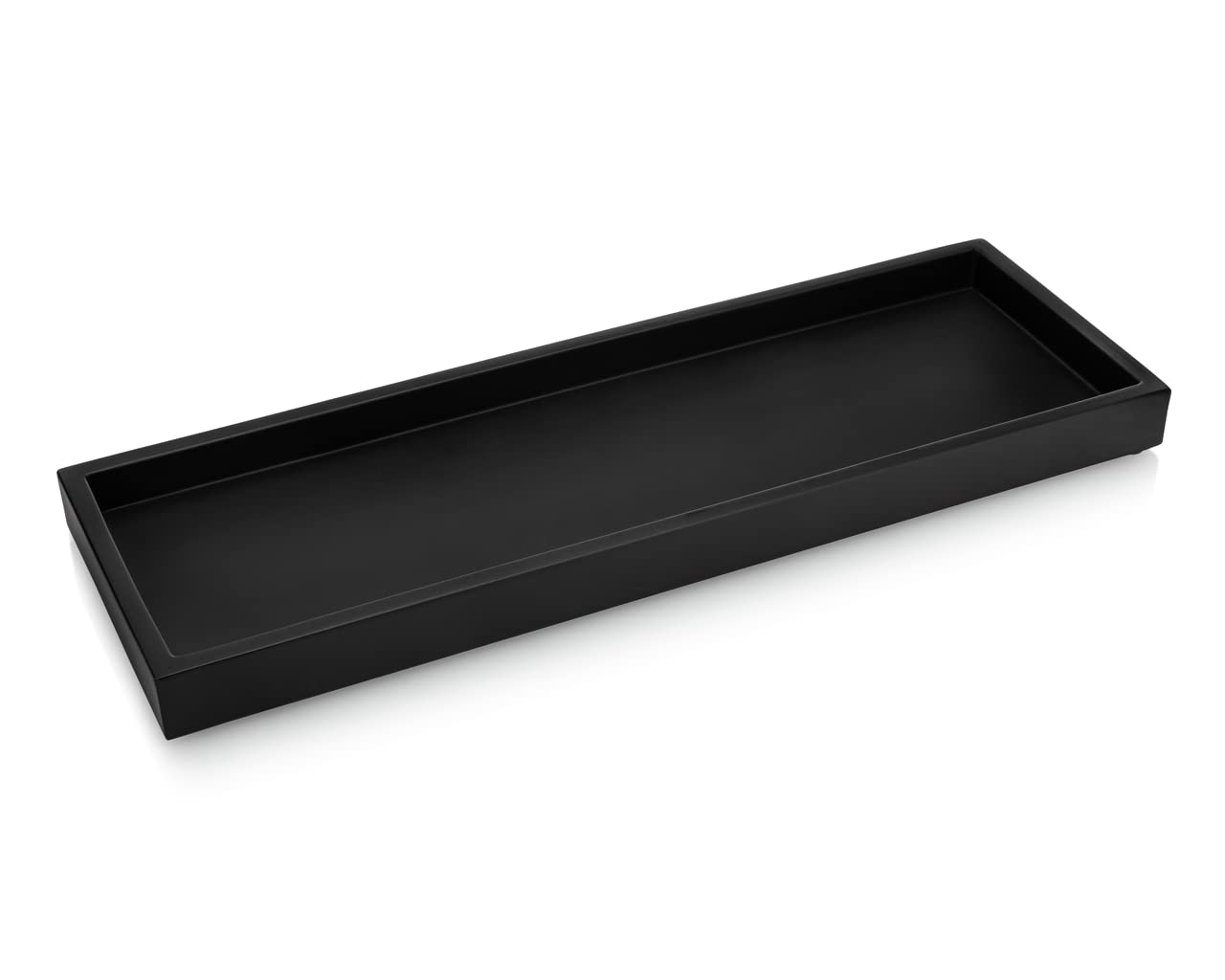 Essentra Home Matte Black Luxury Bathroom Vanity Tray - Rectangular Cosmetic Organizer for Jewelry, Perfume & Makeup | Stylish Countertop Decor for Modern Bathrooms & Bedrooms
