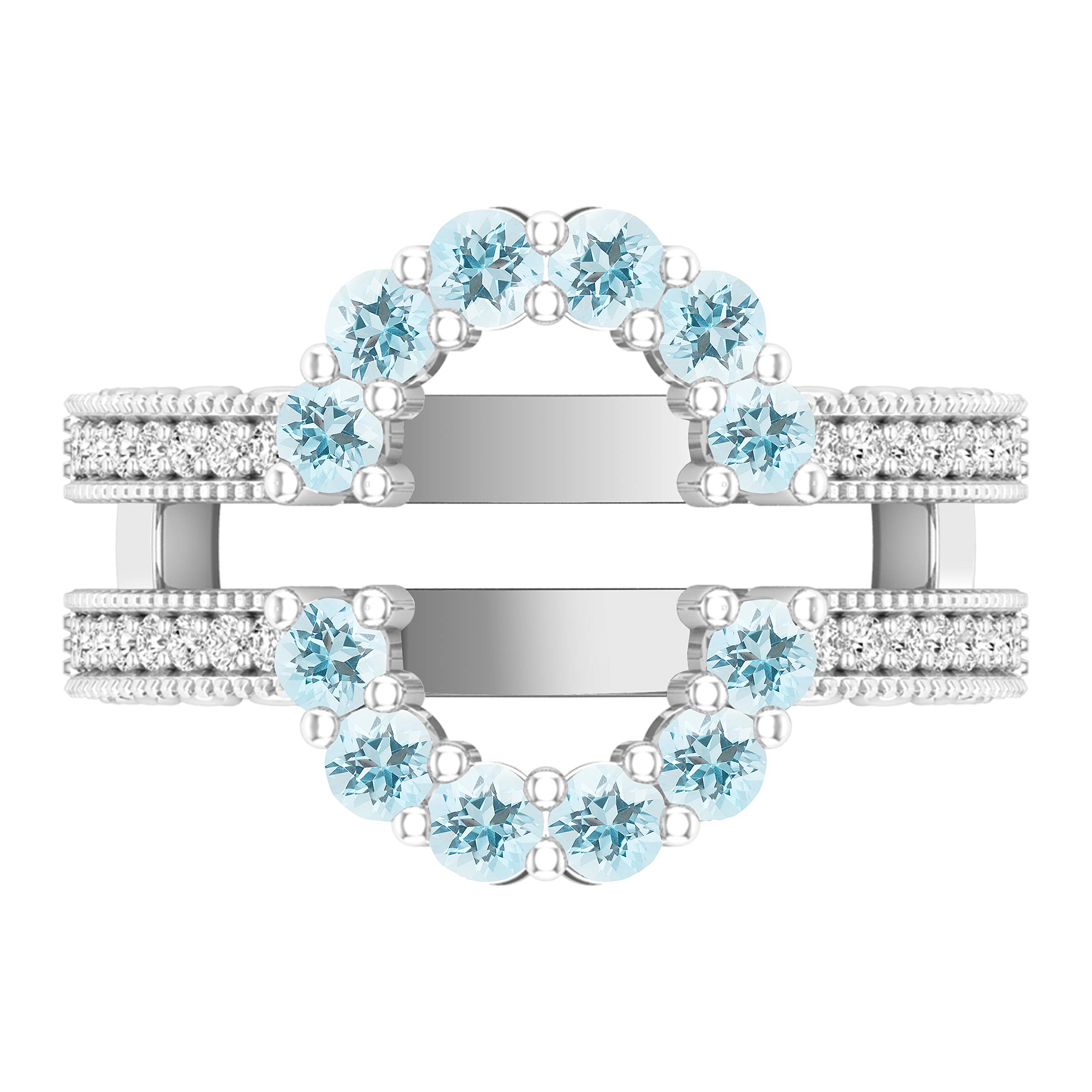 Dazzlingrock 18K Solid White Gold Round Gemstone & Diamond Women's Enhancer Guard Double Wedding Ring – Perfect for Bridal Jewelry, Anniversary Gifts & Special Occasions