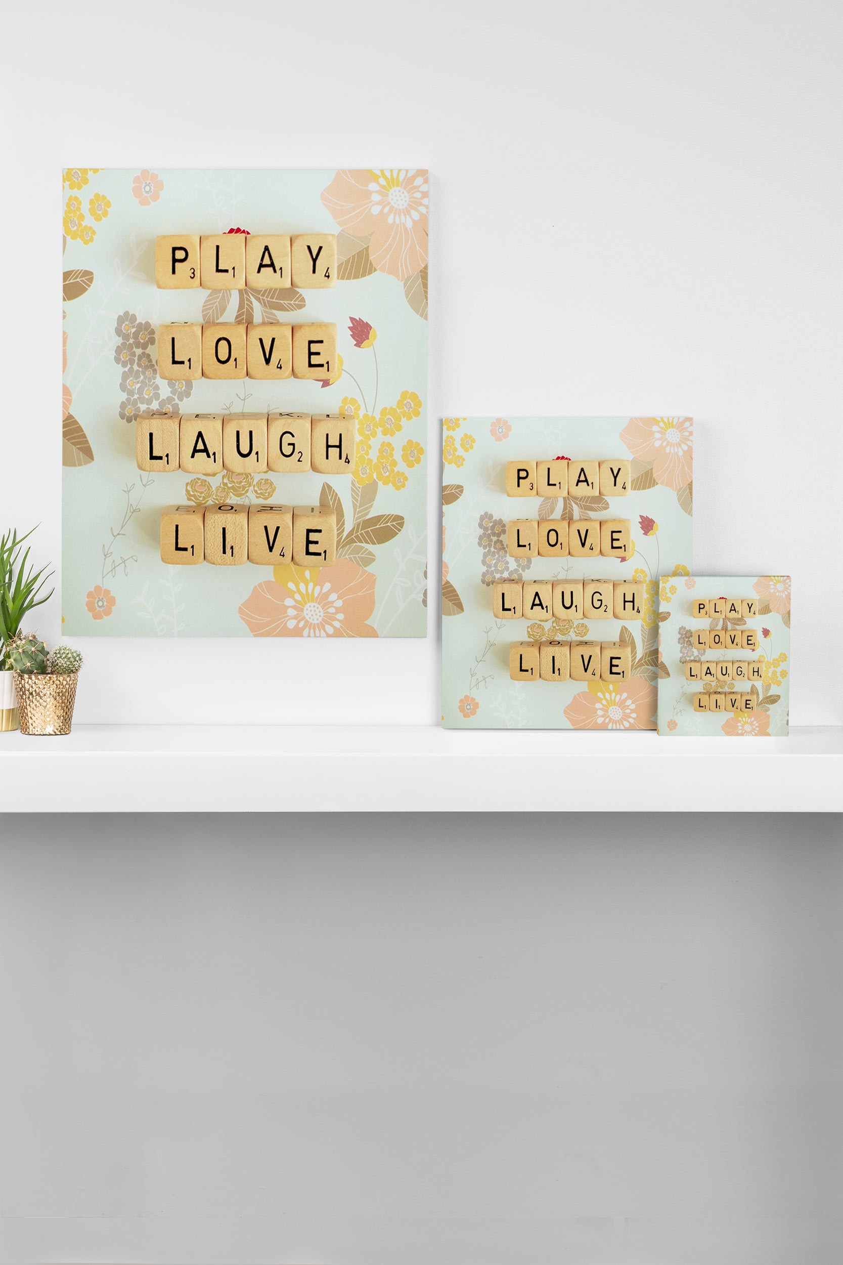 Deny Designs Happee Monkee Canvas Wall Art - Play, Love, Laugh, Live Print - 24