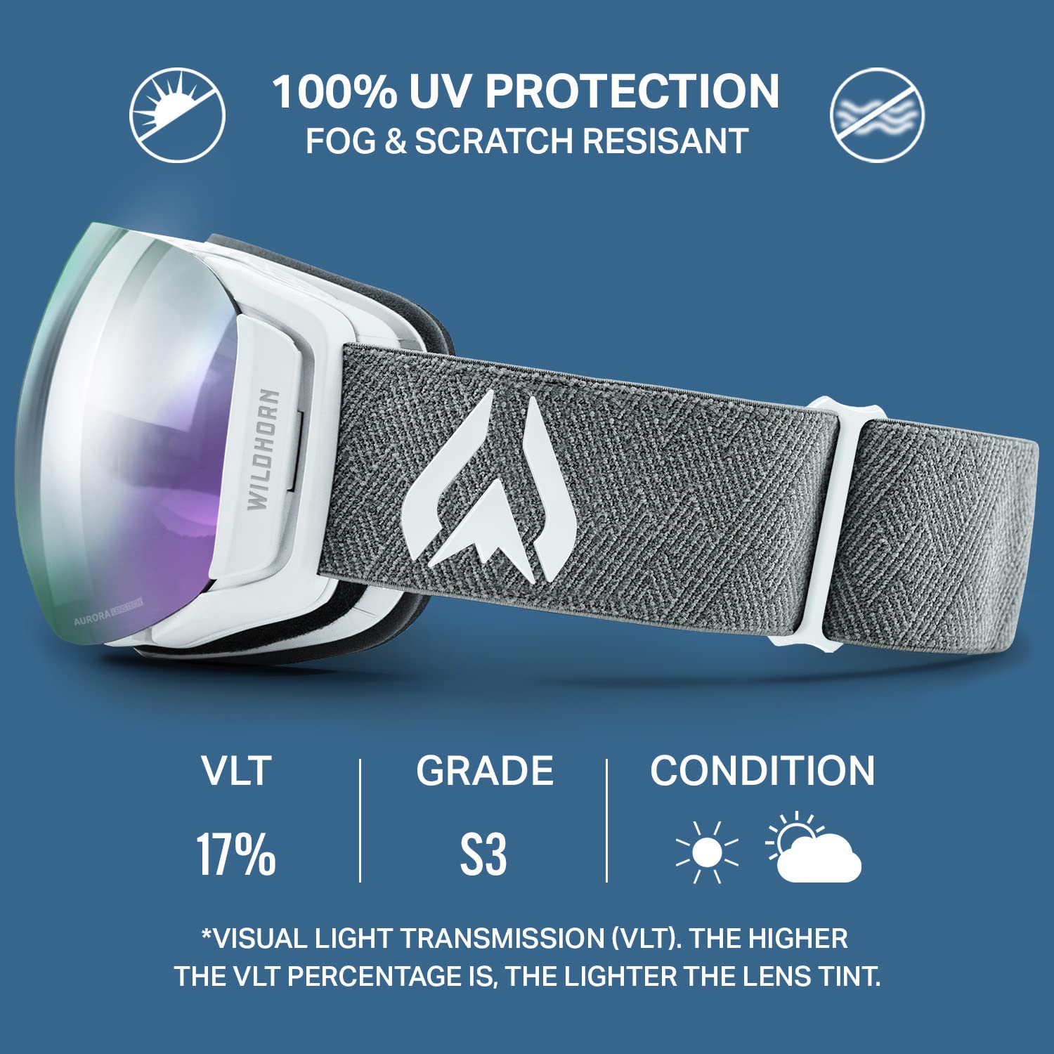 Wildhorn Roca Ski Goggles for Men & Women - Anti-Fog, Scratch-Resistant, 100% UV Protection with Magnetic Lens - Perfect for Snowboarding & Winter Sports