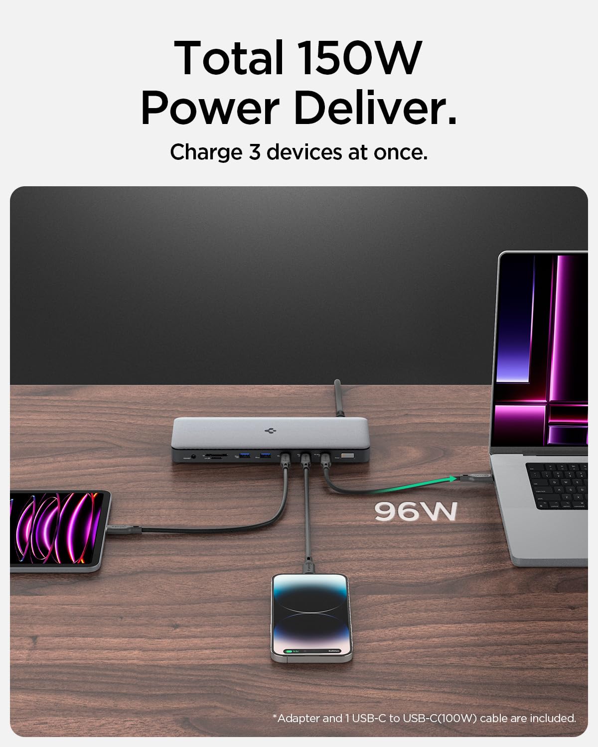 Spigen ArcDock Pro 14-in-1 Thunderbolt 4 Docking Station with 8K Resolution, Triple Display Support, 96W Charging, USB4, HDMI, DP, Ethernet for MacBook Pro/M3/M2/Air & Windows - Perfect for Home Office, Gaming & Multi-Tasking [Includes USB-C Cable & Adapter]