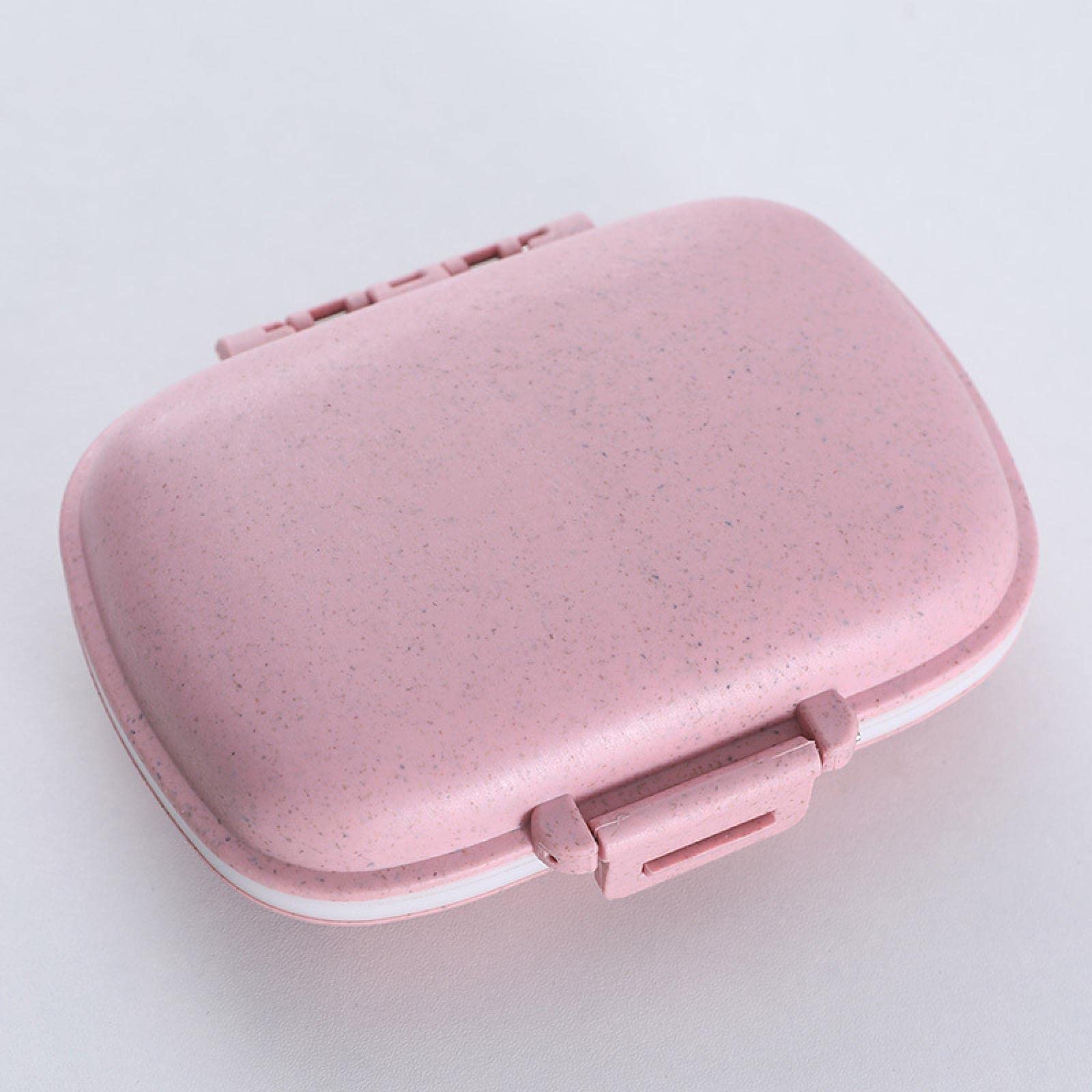 Cocostor 8-Compartment Weekly Pill Organizer - Portable Sealed Travel Medicine Box for Pills & Vitamins - Mini Compact Design in Wheat Pink - Perfect for Daily Medication, Travel, and On-the-Go Use