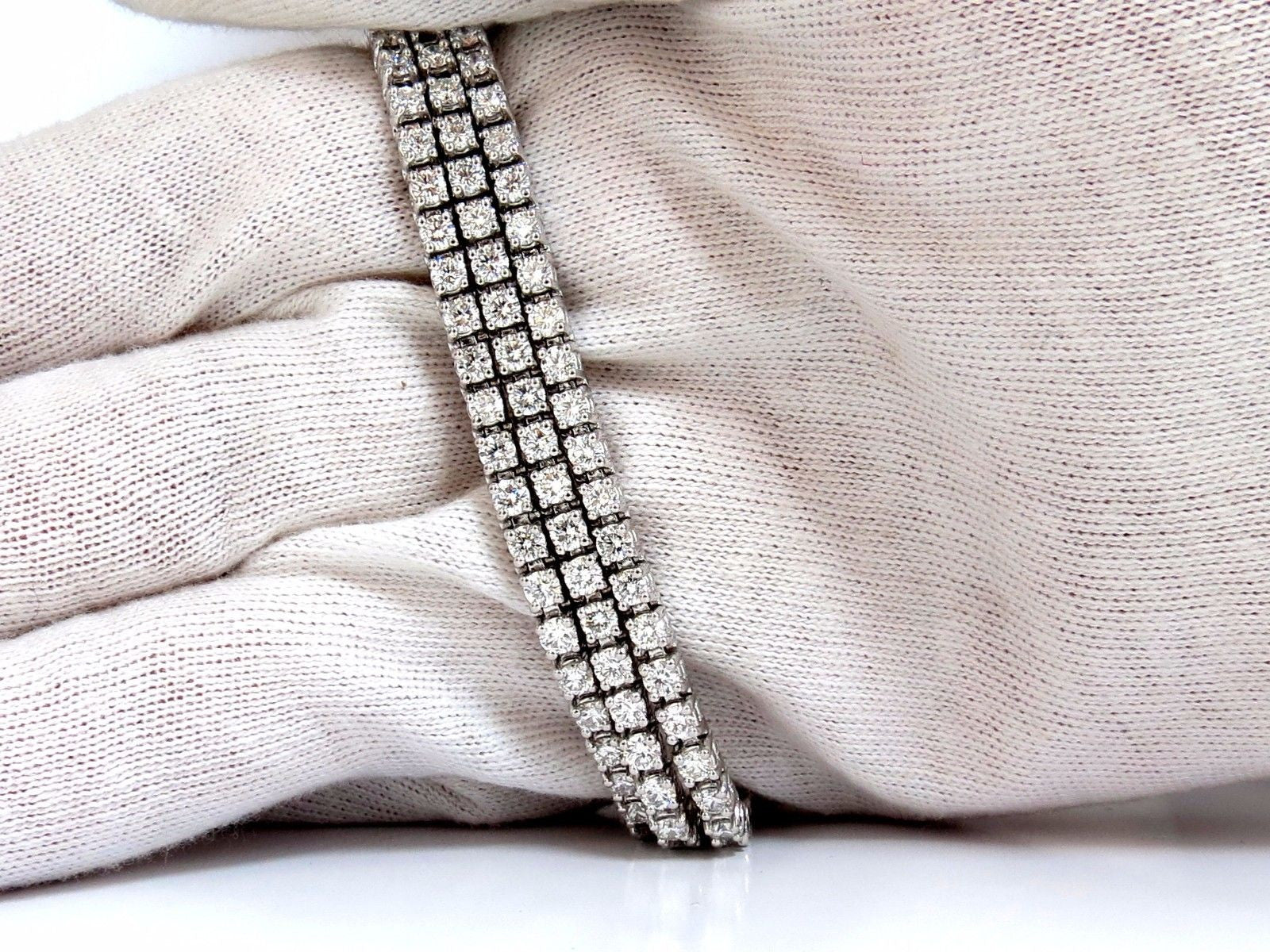 12.32ct Natural Diamond Tennis Bracelet - 14kt White Gold, G/VS Clarity, Three Rows, 7 Inch, Brilliant Cut | Perfect for Weddings, Anniversaries & Special Occasions