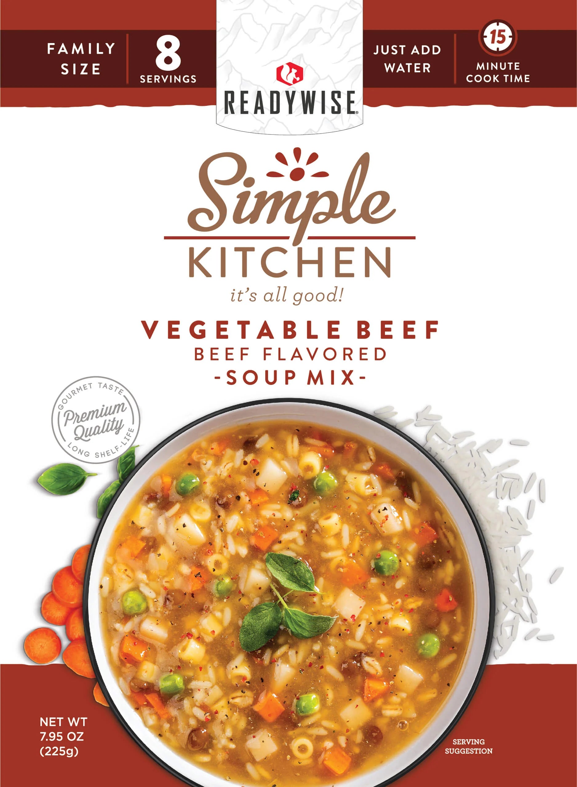 ReadyWise 6-Pack Vegetable Beef Flavored Soup Mix - 8 Servings per Pack | Emergency Food Supply, Camping Meals & Quick Dinner Solution