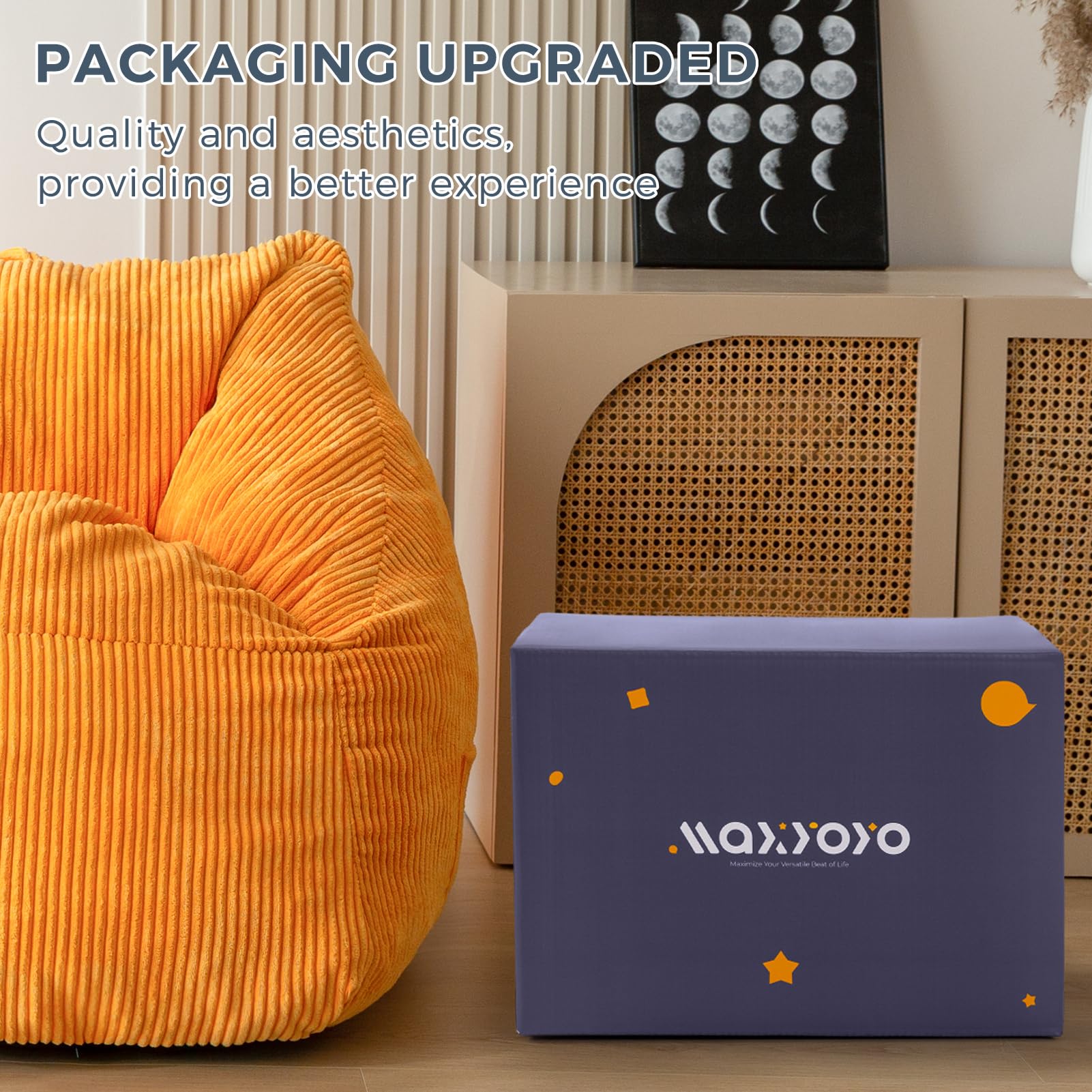 MAXYOYO Bean Bag Chair with Handle - Soft Floor Sofa for Adults, Kids & Teens - Comfortable Gaming, Reading & Relaxing Accent Chair with Pocket - Perfect for Living Room, Bedroom & Dorm