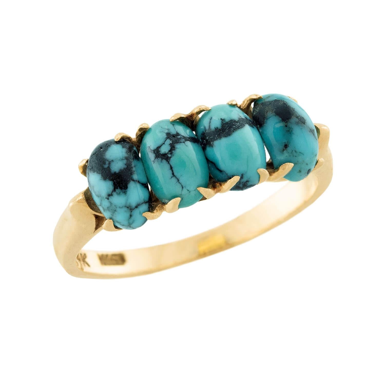 14K Gold Turquoise Ring for Women - Vintage Estate Jewelry - Perfect for Weddings, Parties & Everyday Wear