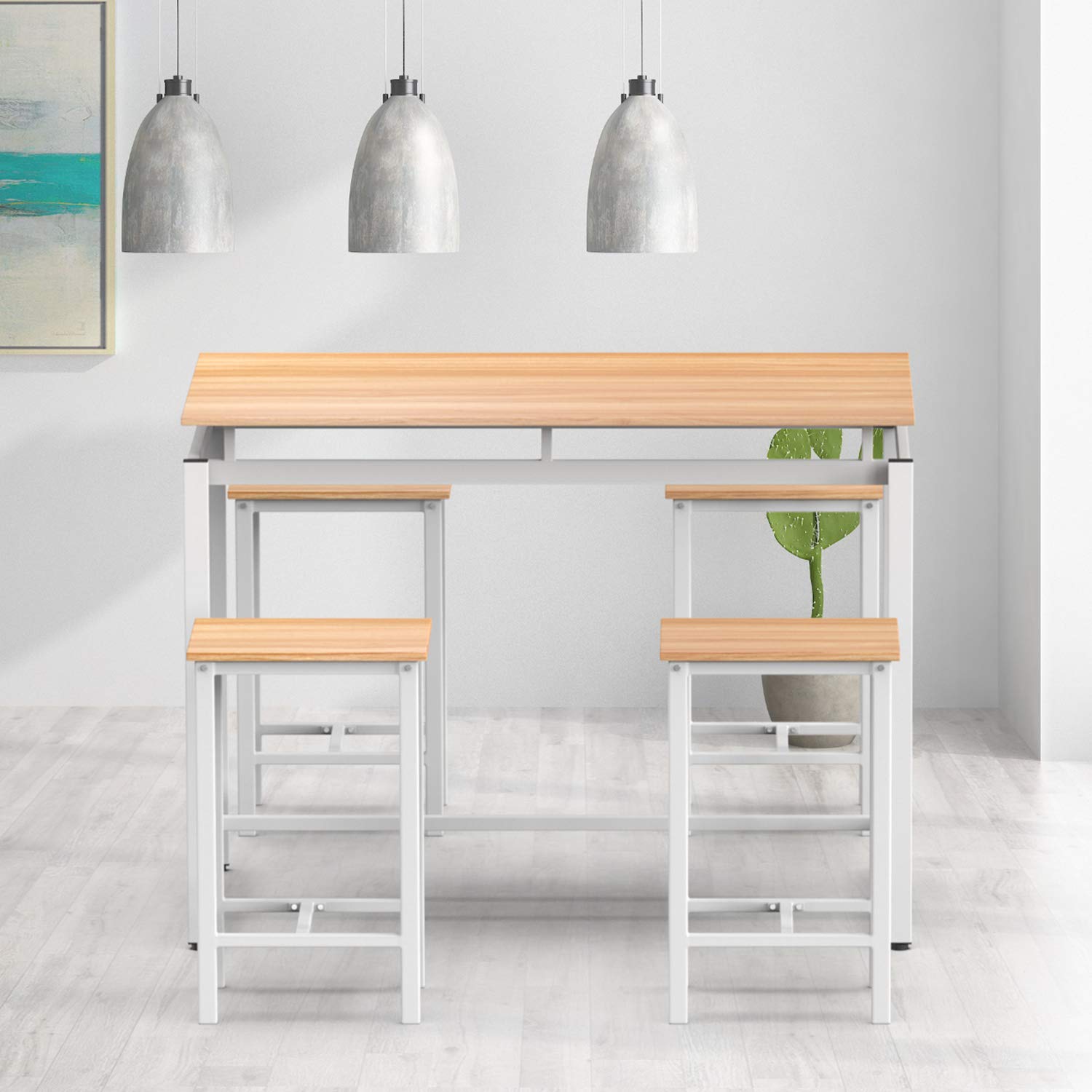 5-Piece White Kitchen Table and Chairs Set for 4 - Compact Breakfast Nook for Small Dining Rooms & Kitchens | Perfect for Family Meals, Coffee Time & Small Space Dining