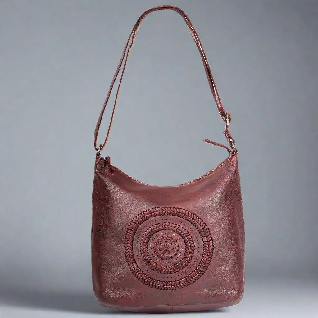 MET Floral Stitch Leather Tote Bag for Women - Adjustable Shoulder Strap, Spacious Handbag for Work, Travel & Daily Use