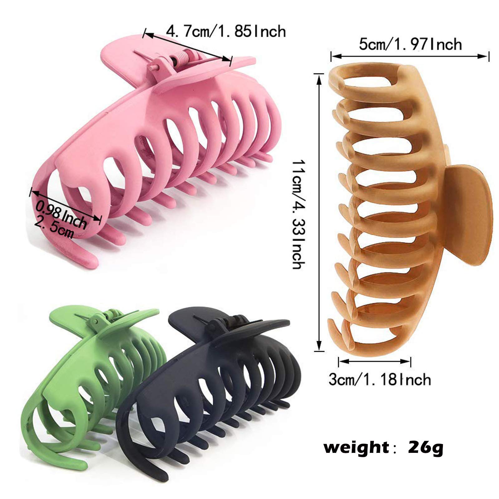 Non-Slip Large Hair Claw Clips for Women - 8PCS Matte Finish Strong Hold Hair Clips for Thin & Thick Hair - Perfect for Updos, Ponytails & Everyday Hairstyles