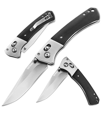 Tactical Pocket Folding Knife - EDC Survival Camping Knife with 8Cr13MoV Stainless Steel Blade, Wood Handle & Axis Lock | Compact Gentleman's Knife with Low Profile Design & Pocket Clip | Perfect for Outdoor Adventures, Hiking, Hunting and Everyday Carry