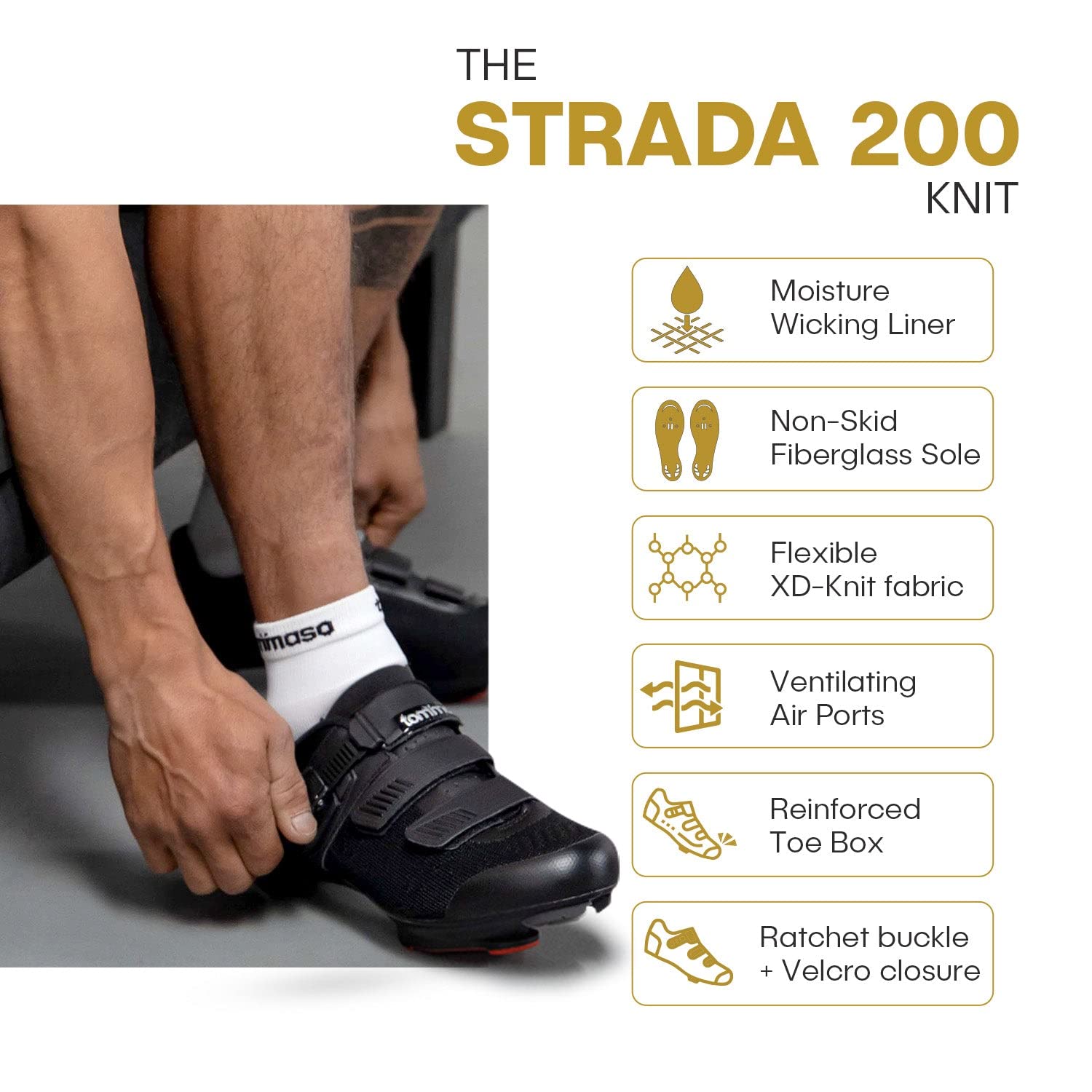 Tommaso Strada Men's Peloton & SPD Cycling Shoes - 2-in-1 Compatible with Delta & SPD Cleats - Road Bike & Indoor Cycling Shoes for Men - Perfect for Spin Class, Peloton Workouts & Outdoor Road Biking (Cleats Not Installed)