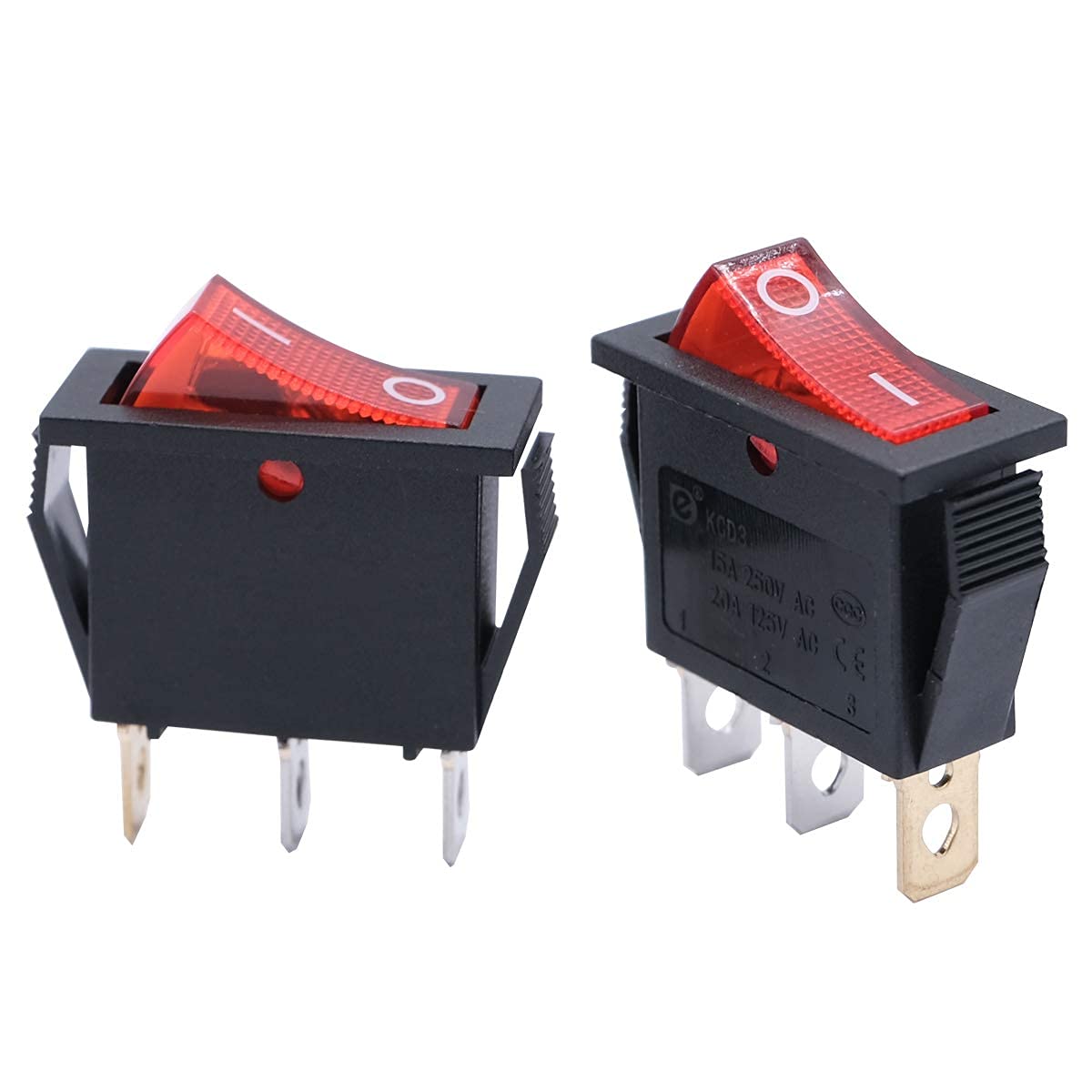 MXU3-101NR 6PCS AC 110V/120V Red Illuminated Rocker Switch SPST ON/OFF Toggle Power Switch 3 Pin - Perfect for Home Appliances, Industrial Equipment & DIY Electrical Projects
