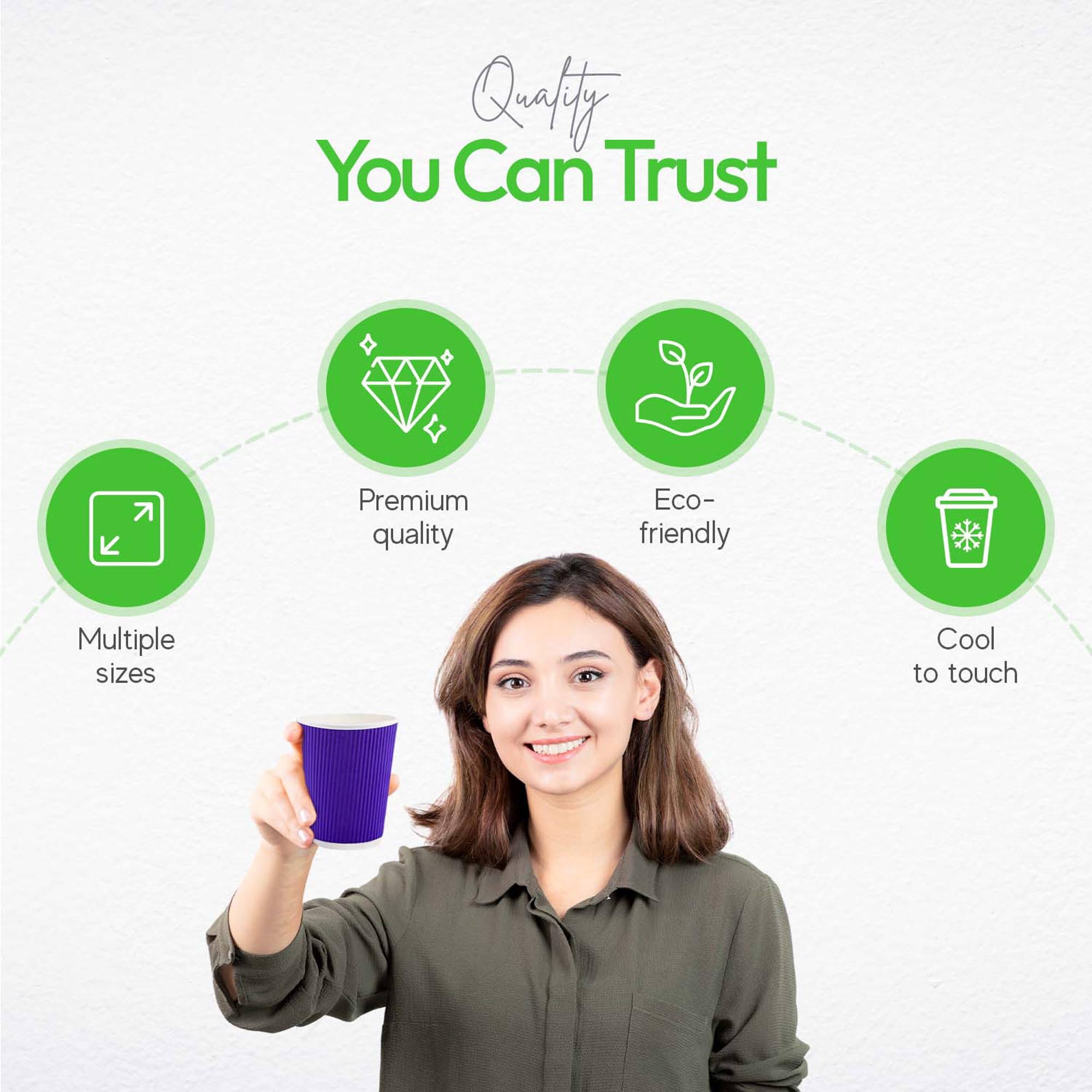 12 oz Disposable Coffee Cups - 500 Pack Insulated Ripple Wall Hot Cups for Coffee, Tea & More | Royal Purple Paper Cups with Rolled Rim | Lids Sold Separately | Perfect for Cafes, Offices & Events