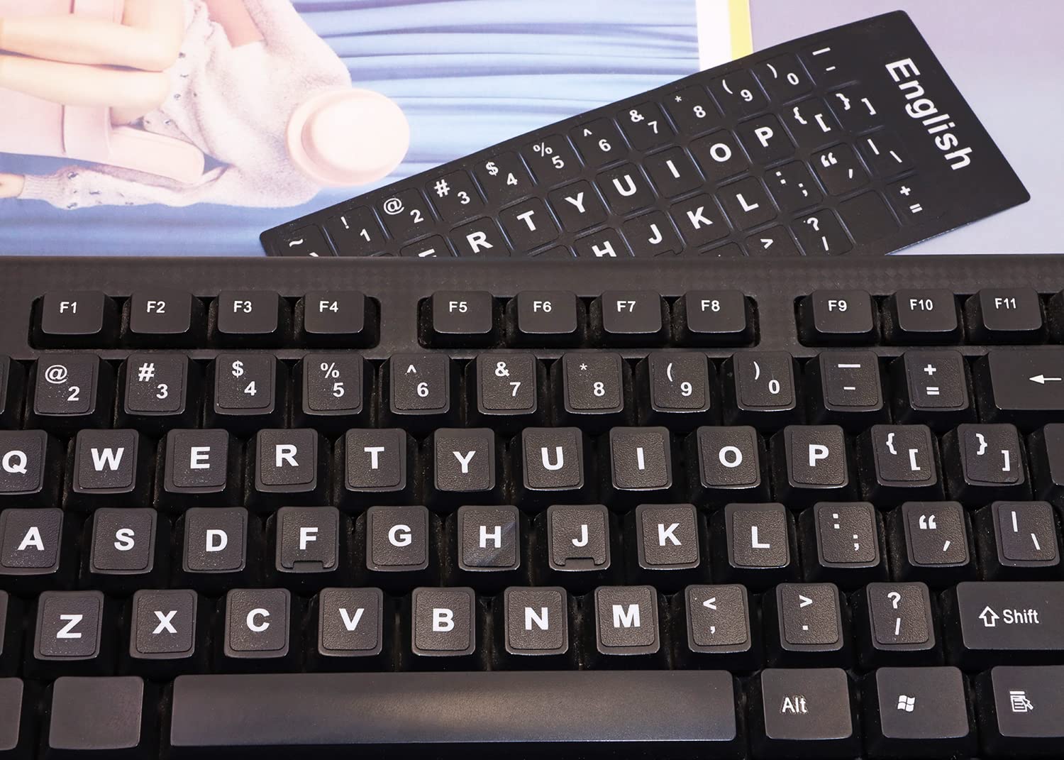 ONLYKXY 3-Pack Universal English Keyboard Stickers - Black Background with White Letters for Laptop, Computer, Notebook & Desktop | Durable Replacement Key Stickers for Typing, Gaming & Office Use