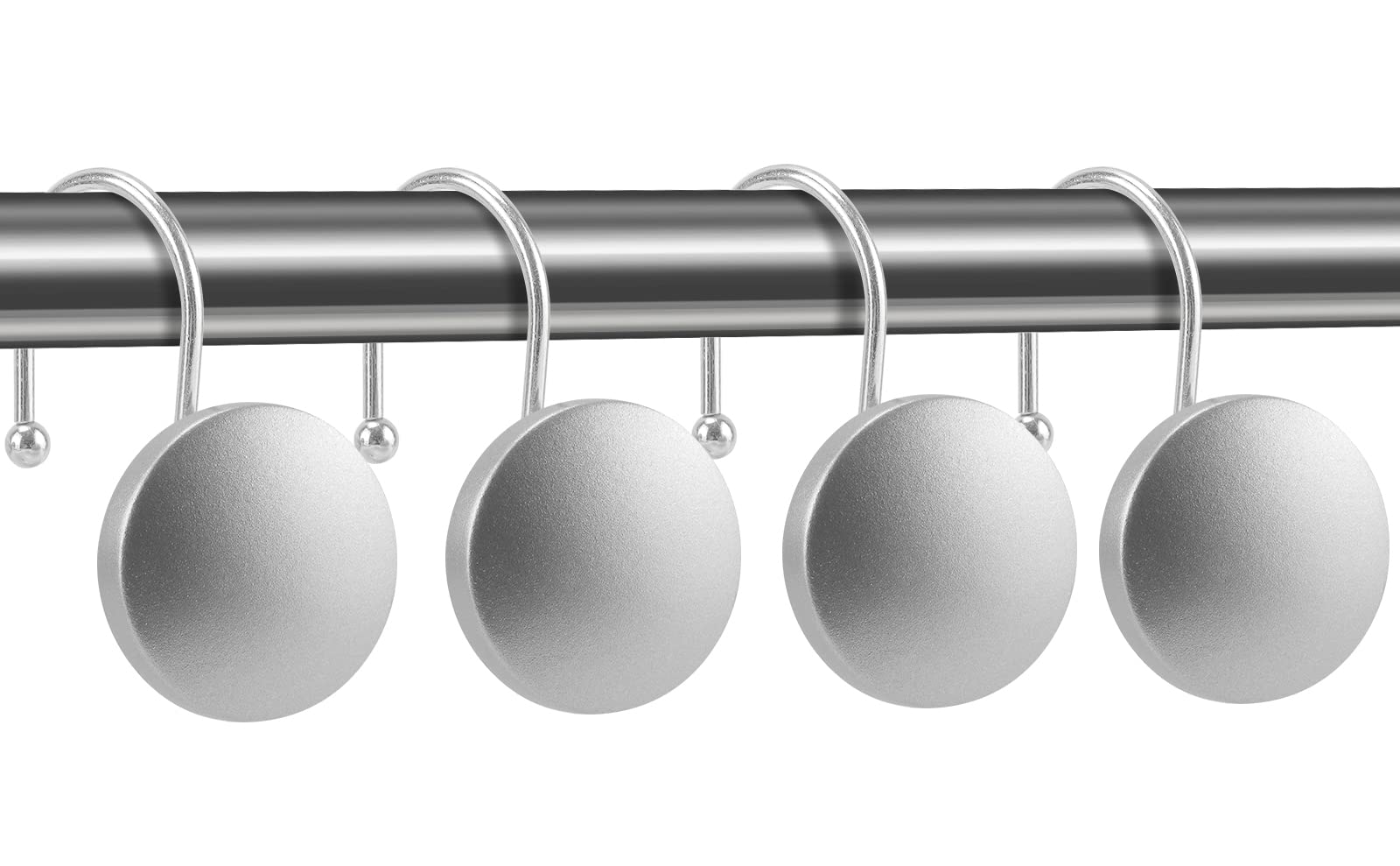 Modern Round Flat-Back Shower Curtain Hooks - Silver Bathroom Decor for Stylish Home, Perfect for Bathroom, Spa, and Hotel Decorations