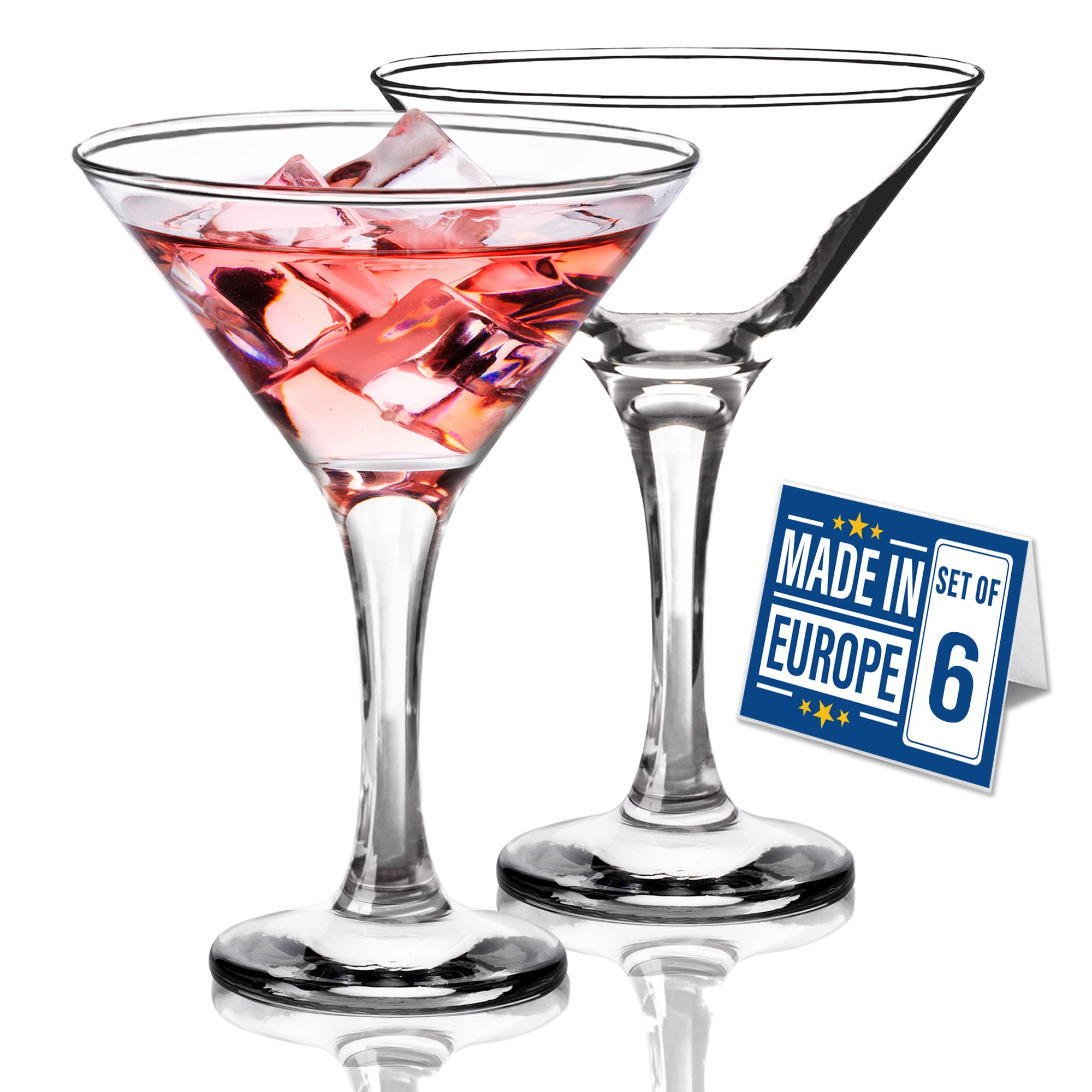 Premium 6-Piece Martini Glass Set - 6oz Classic Cocktail Glasses for Martinis, Cosmopolitans & Margaritas - Elegant Barware for Home Entertaining & Party Hosting