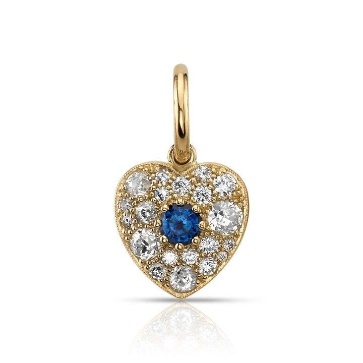 Single Stone Small Cobblestone Sapphire Heart Pendant Necklace - Elegant Jewelry Gift for Women, Perfect for Valentine's Day, Anniversary & Special Occasions