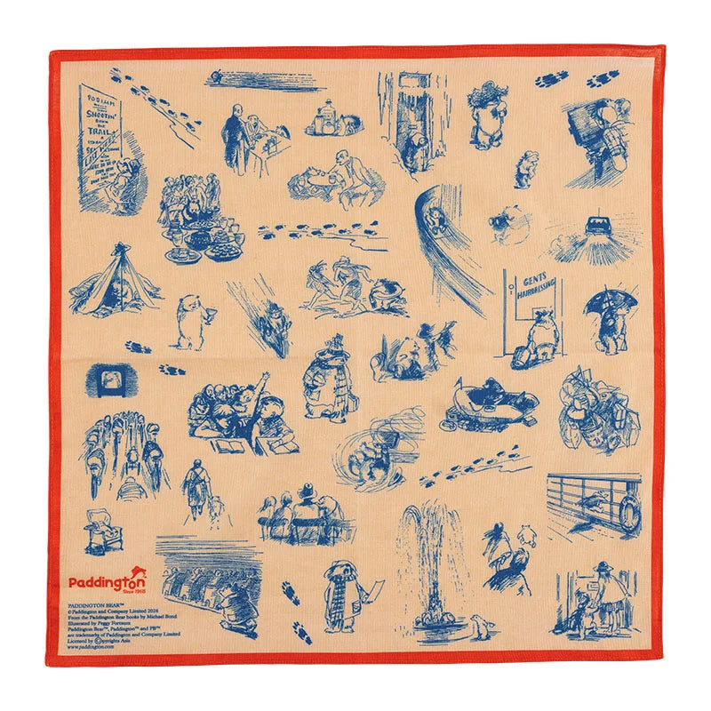 Paddington Outing Handkerchief - Soft Cotton Handkerchief for Hobonichi Planners & Daily Use - Perfect Gift for Stationery Lovers, Office Essentials, and Travel Accessories