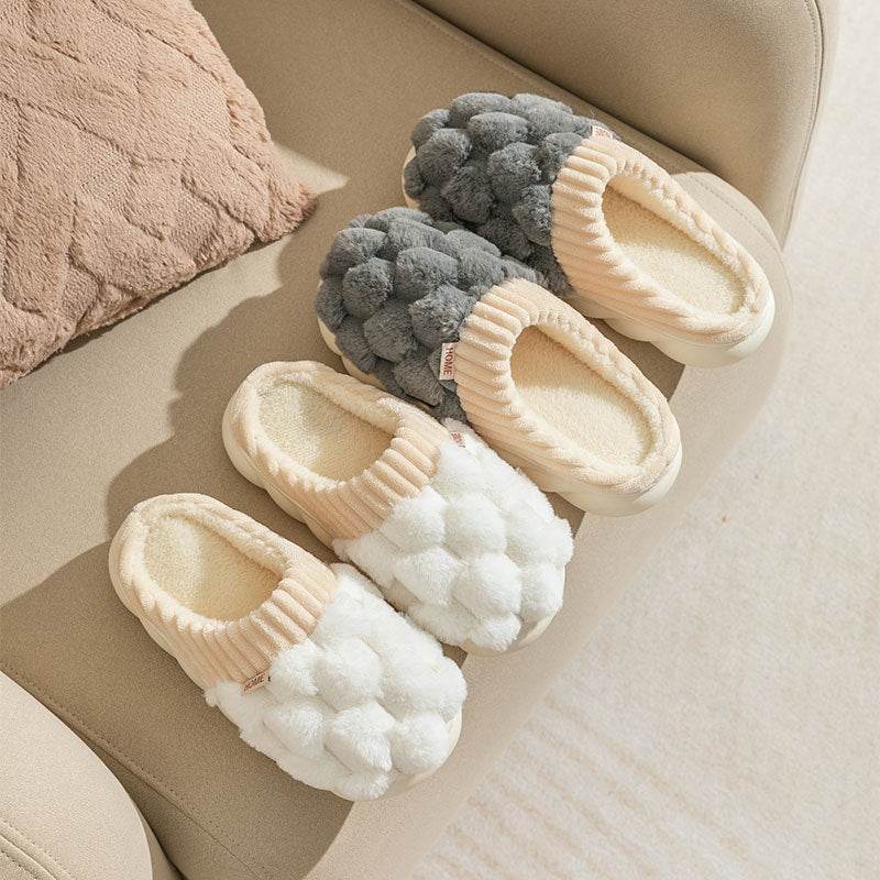 Honeycomb Fluffy Plush Slippers for Women & Men - Ultra Soft Warm Indoor House Slippers with Non-Slip Sole - Perfect for Winter, Home, Office & Lounge Wear