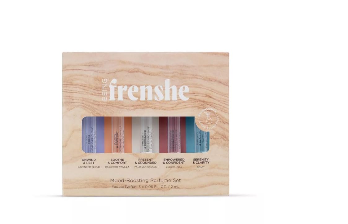 Being Frenshe Mood Boosting Perfume Discovery Set - 3 Fl Oz / 5 Mini Travel-Size Fragrances for Women, Gift Set with Uplifting Scents - Perfect for Daily Wear, Gifting & Self-Care Moments