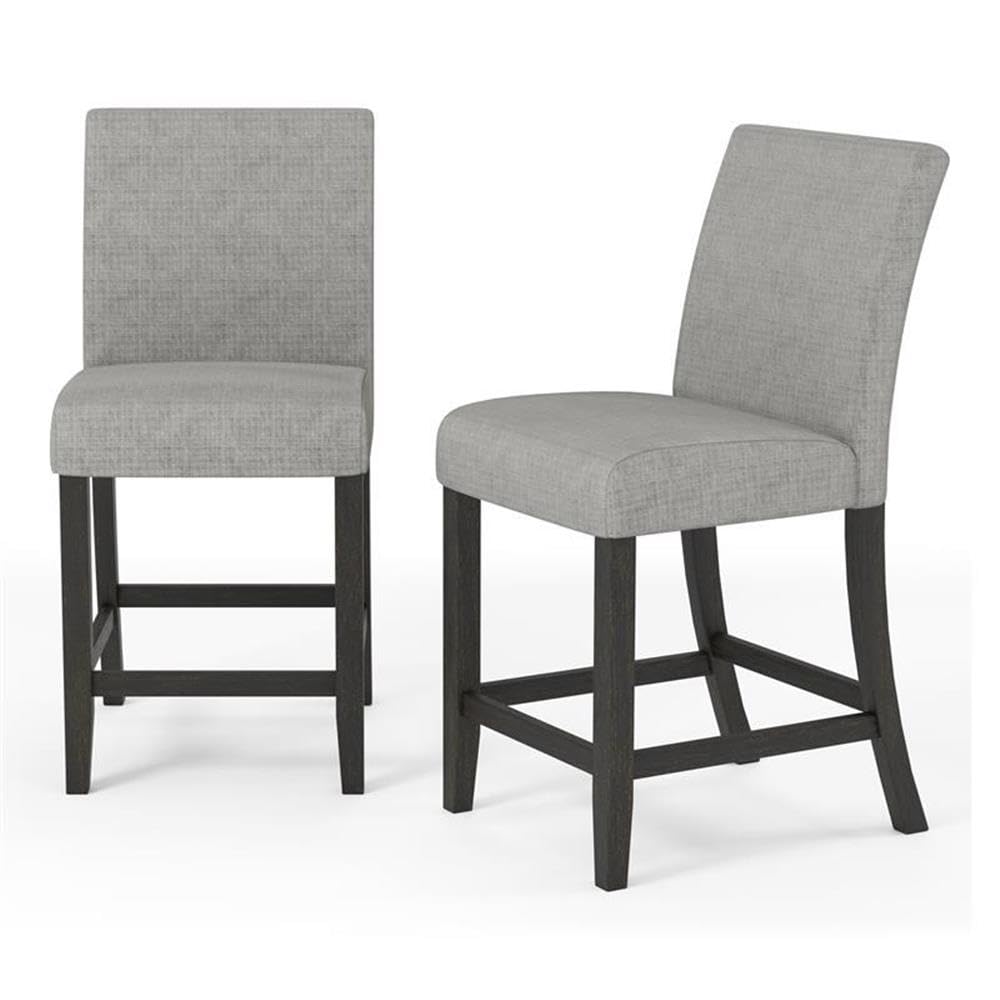 Furniture of America Iceland Fabric Upholstered Counter Height Bar Stools in Gray (Set of 2) - Modern Kitchen Island Chairs for Dining Room, Bar & Breakfast Nook