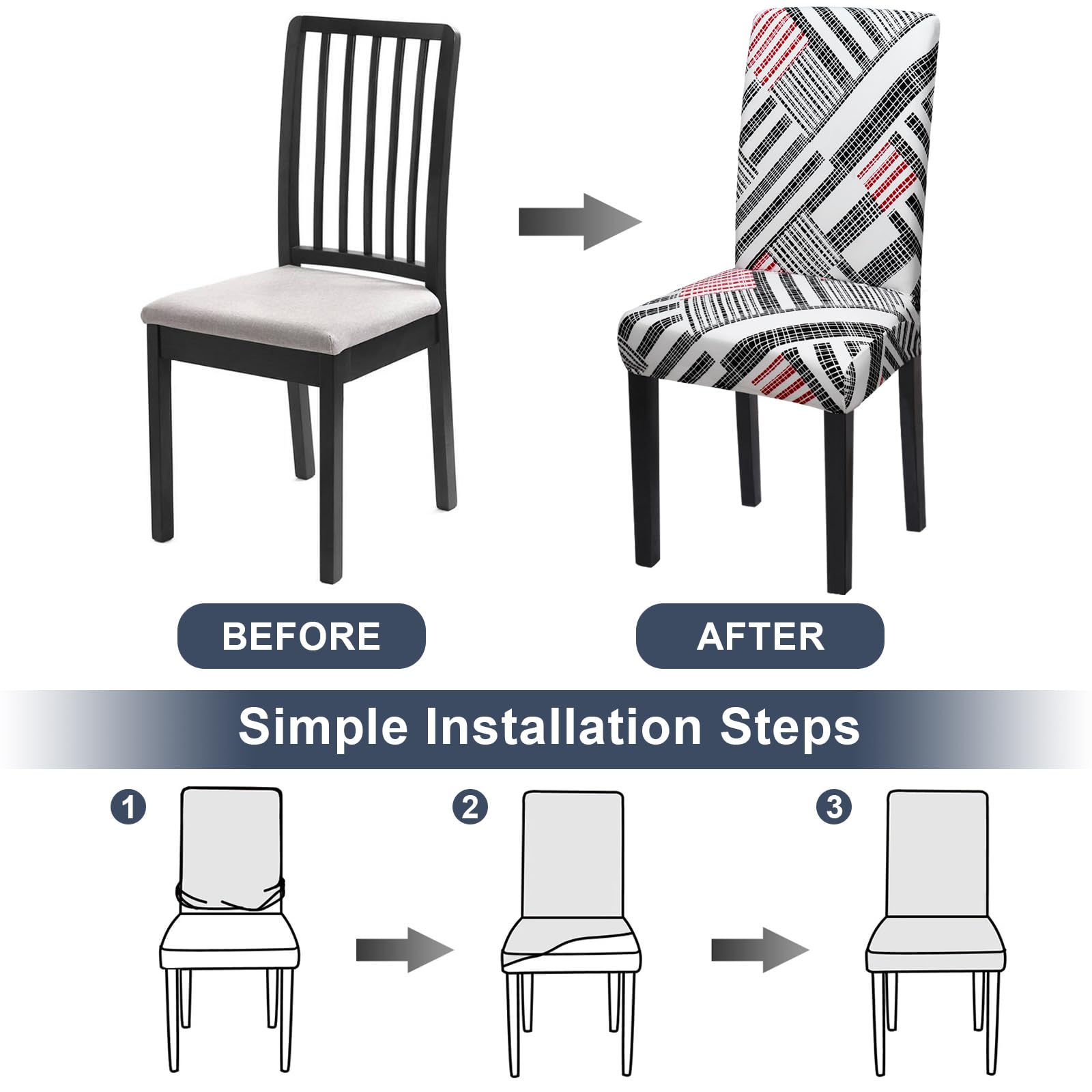 Stretch Dining Chair Covers Set of 4 - Washable Spandex Slipcovers for Kitchen, Hotel, Wedding & Home Decor - Perfect for Dining Room, Restaurant & Special Events