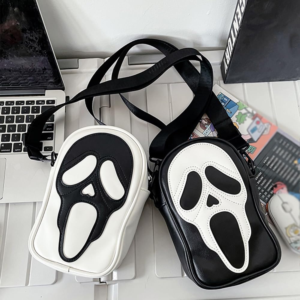 Ghostface Shoulder Bag - Halloween Ghost Purse for Women & Men | PU Leather Gothic Skull Face Crossbody Phone Bag | Perfect for Cosplay, Halloween Parties & Gothic Fashion