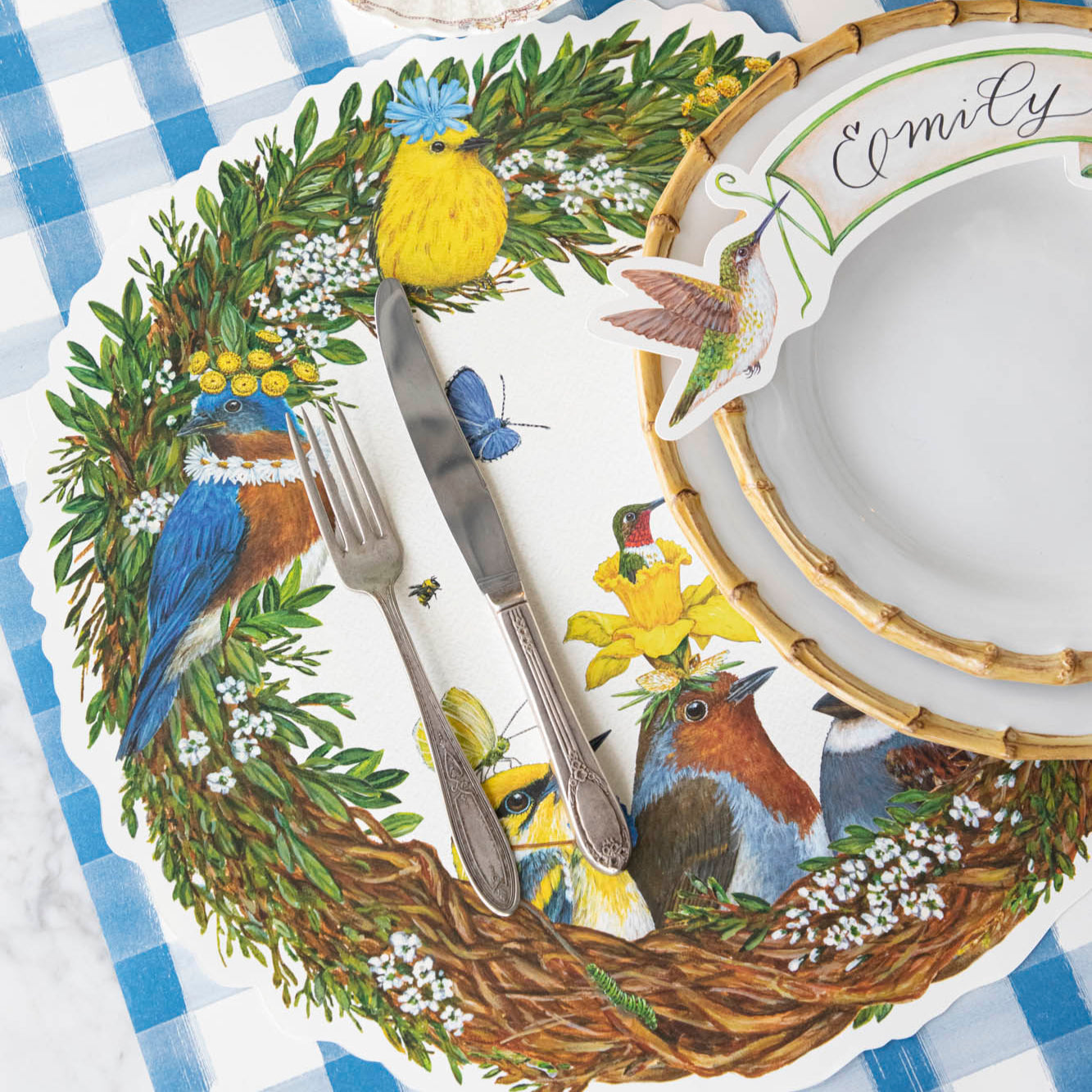 Songbird Wreath Placemat - Laser Cut Floral Table Decor for Spring & Summer Dining - Perfect for Easter, Mother's Day & Wedding Table Settings