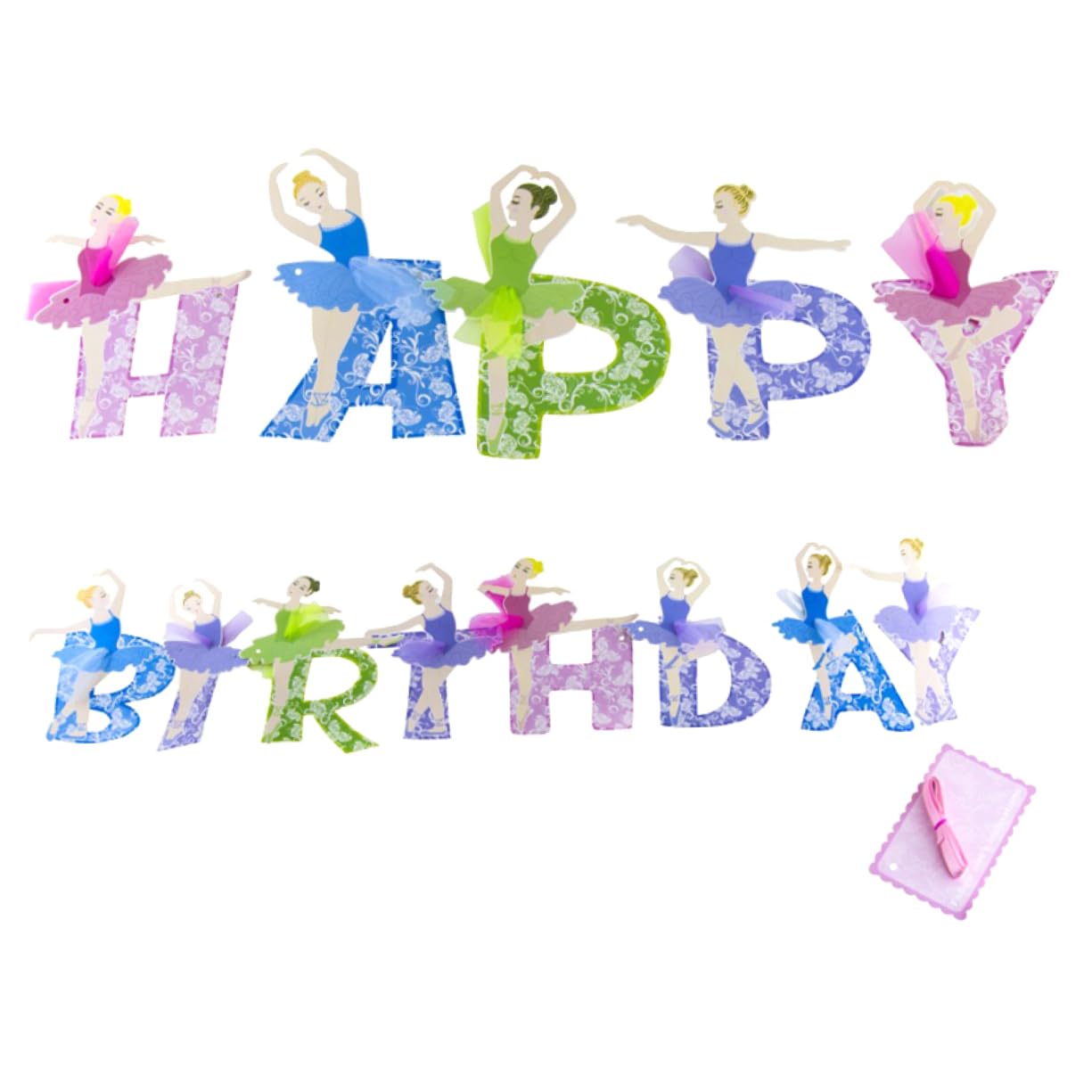 VICASKY Ballet Themed Paper Flags Banner - Girls Birthday Party Decorations, Hay Birthday Banner, Party Banners Supplies for Dance Recitals, Baby Showers & Themed Celebrations