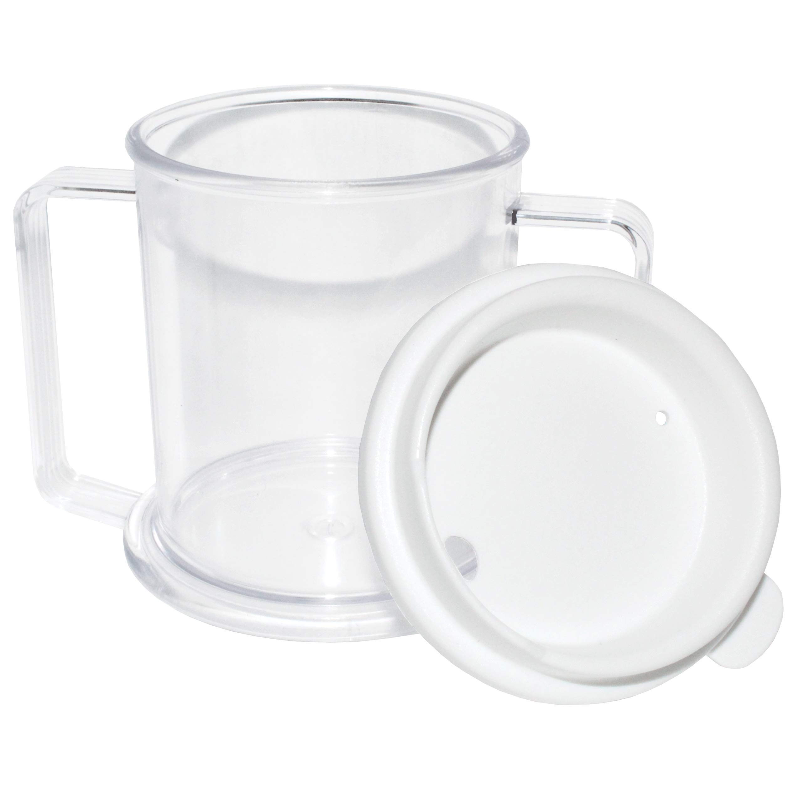 Rehabilitation Advantage Clear Tumbler Cup with Two Handles - Durable Leak-Proof Drinking Glass for Elderly, Disabled & Post-Surgery Recovery - Perfect for Home Care, Hospitals & Therapy Sessions