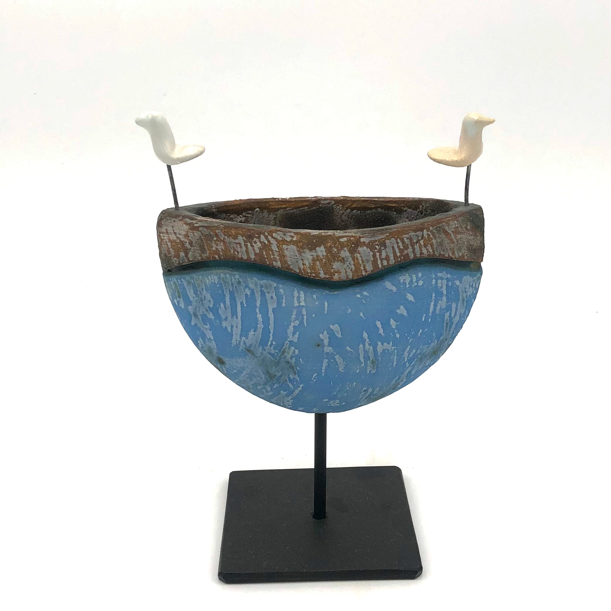 Cathy Broski Ceramic Boat Sculpture on Base - Handcrafted Art Piece for Home Decor, Office Display, and Gift Giving (Assorted Designs)