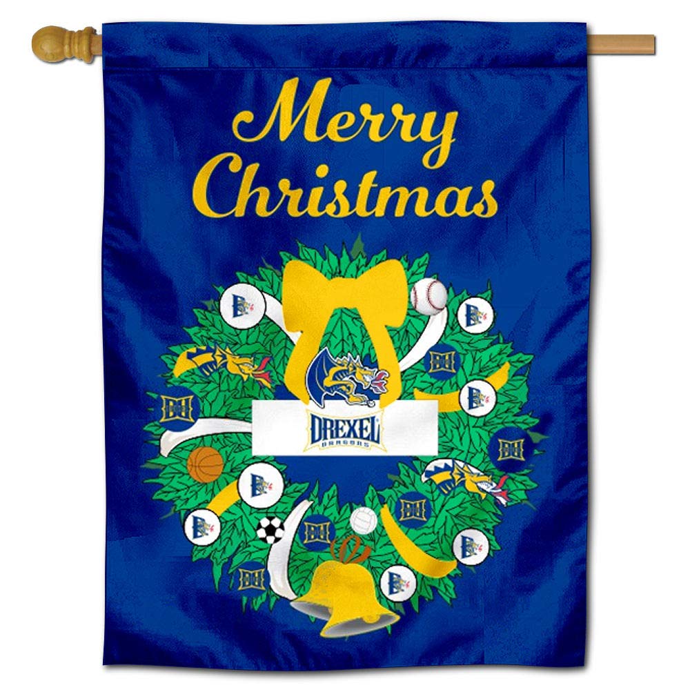 Drexel Dragons Happy Holidays Christmas Banner Flag - Perfect for Home Decor, School Spirit, and Festive Celebrations